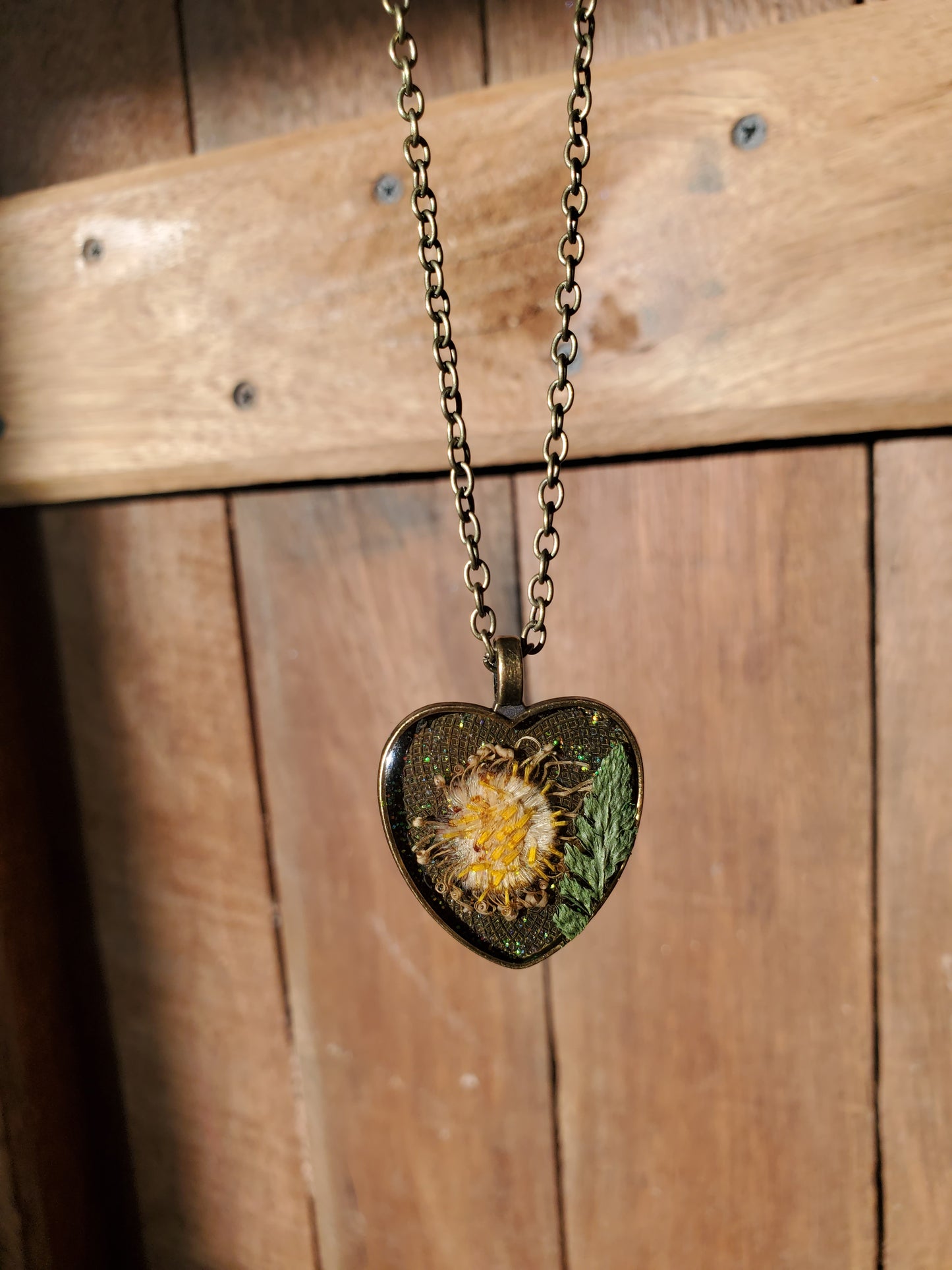 Bronze Heart Flower Necklace