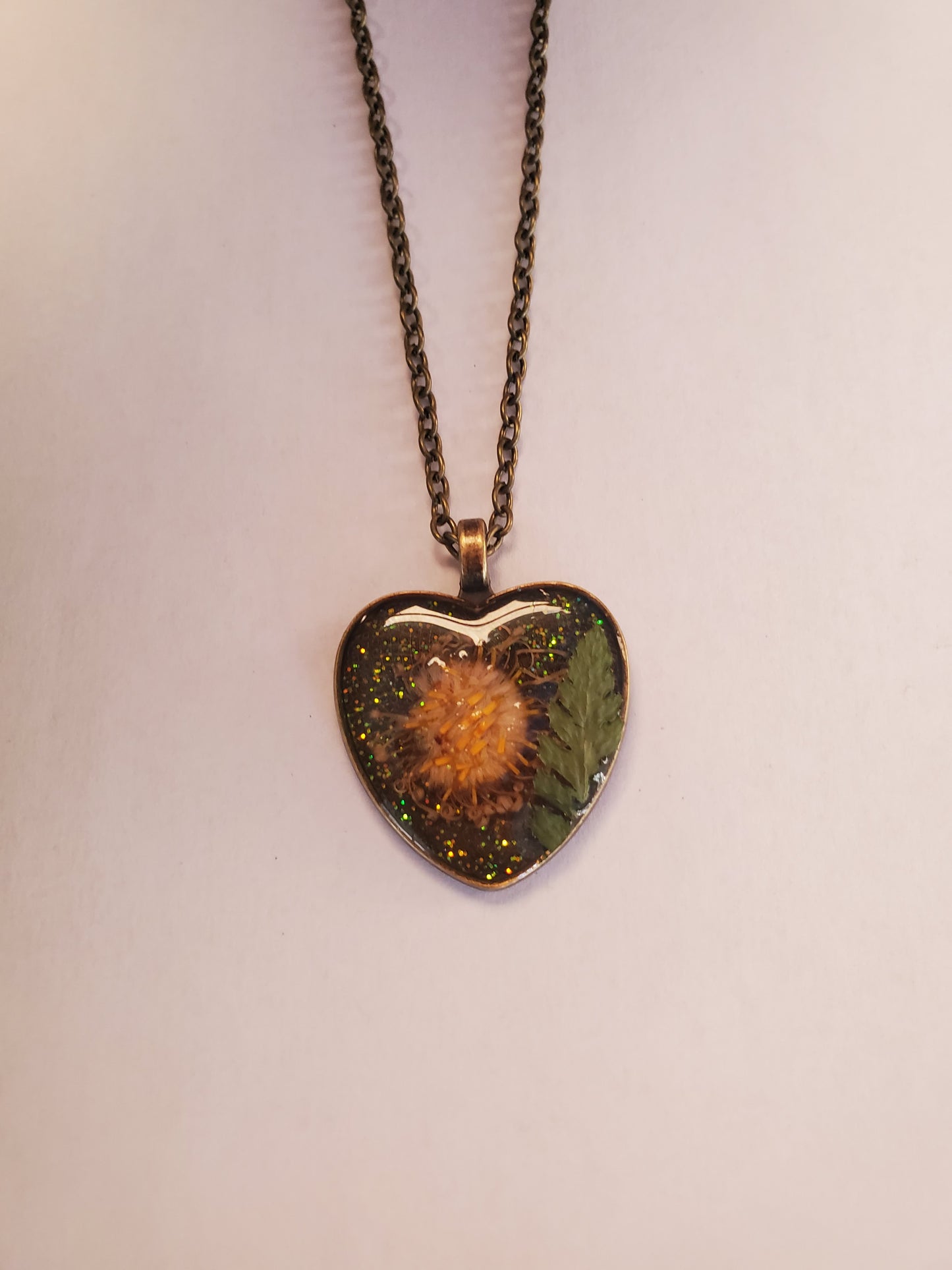 Bronze Heart Flower Necklace