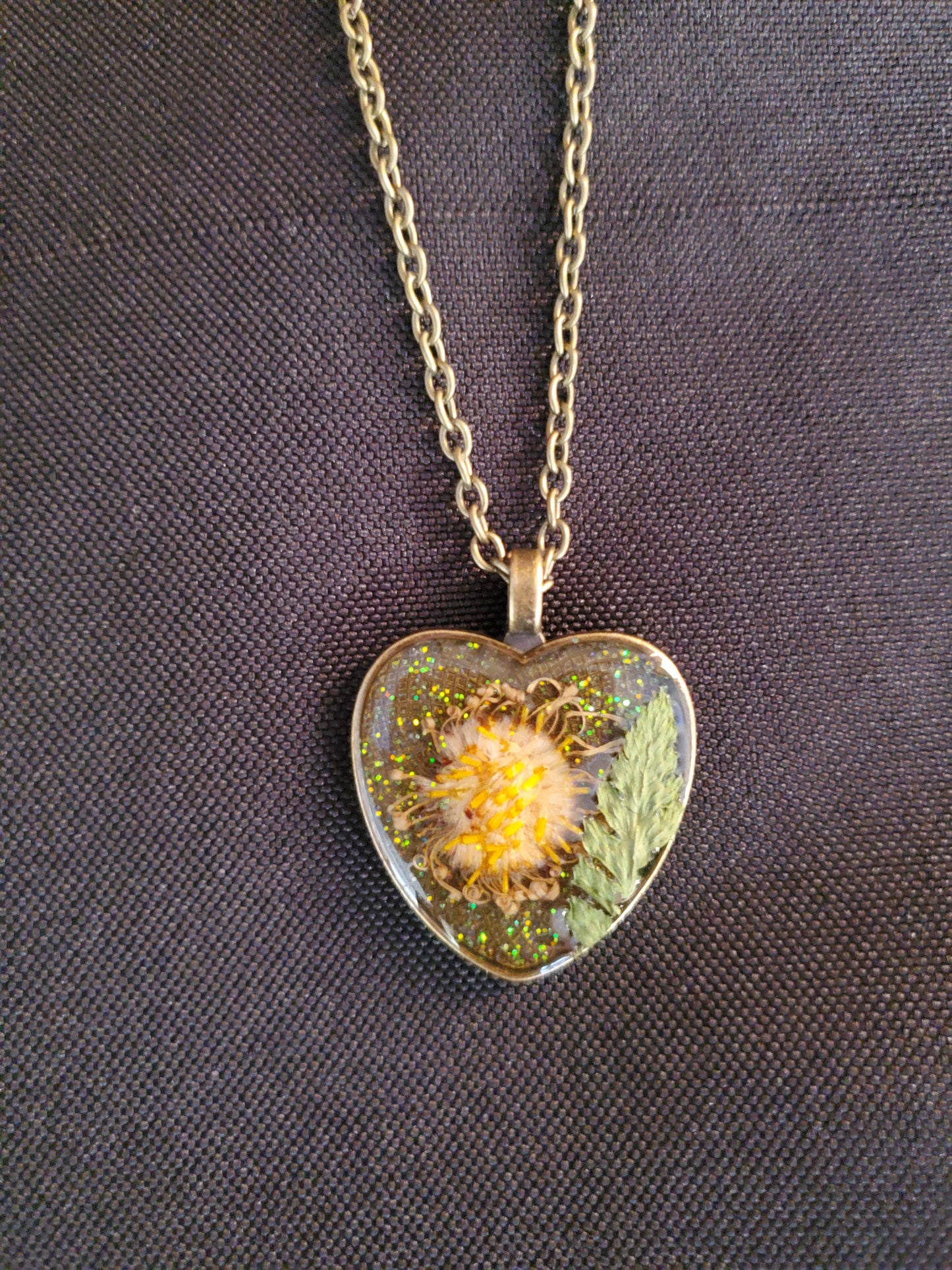 Bronze Heart Flower Necklace