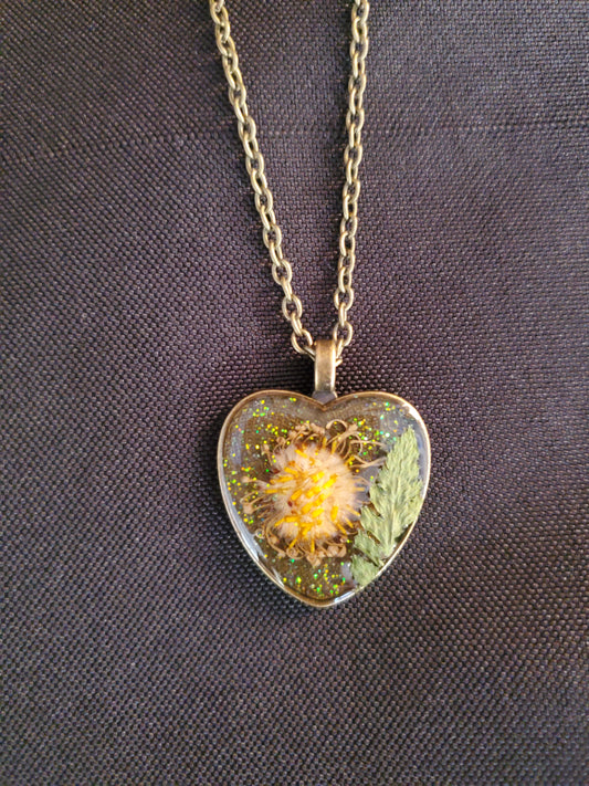 Bronze Heart Flower Necklace