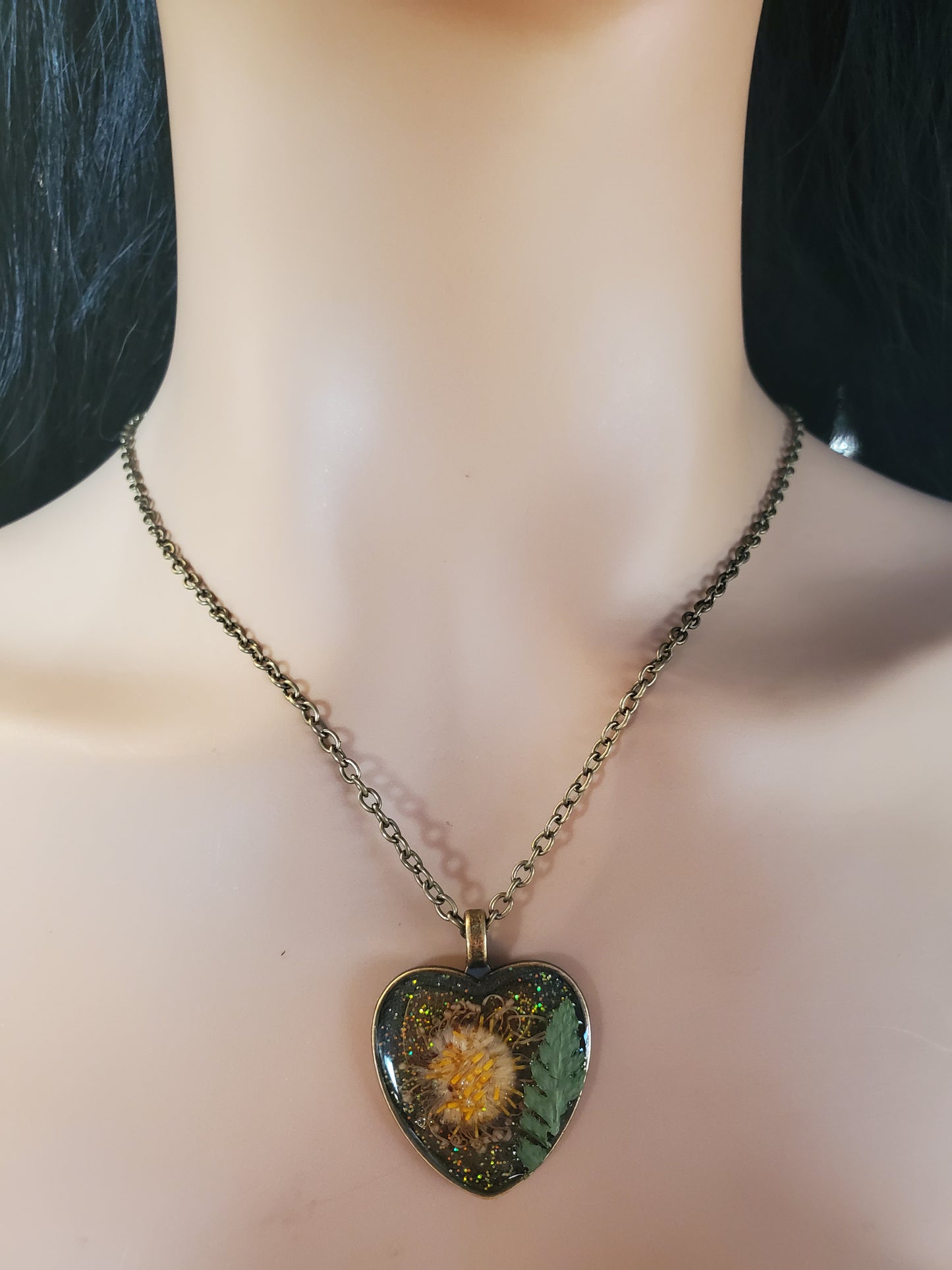 Bronze Heart Flower Necklace