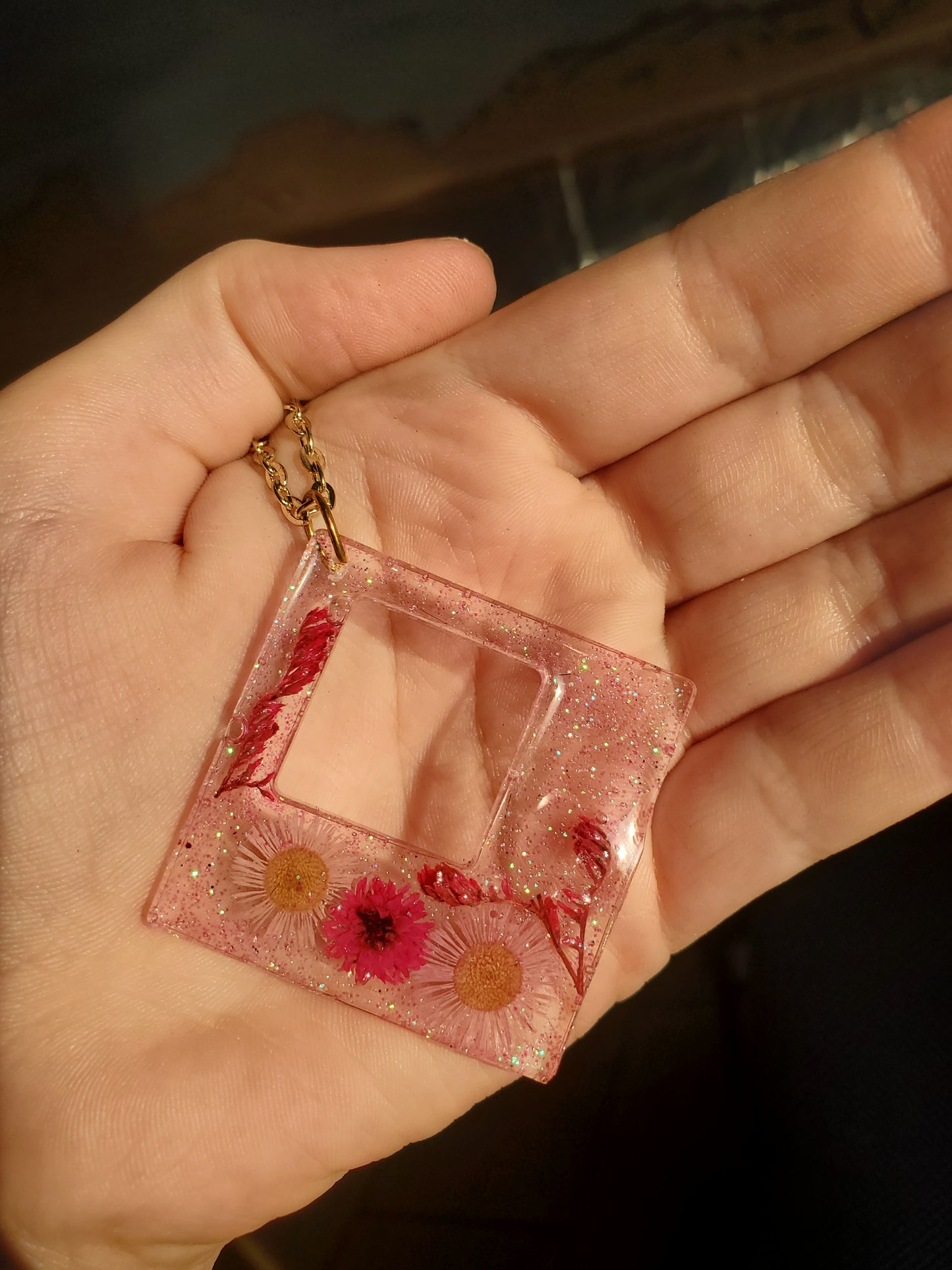 Real Flowers Pink Necklace