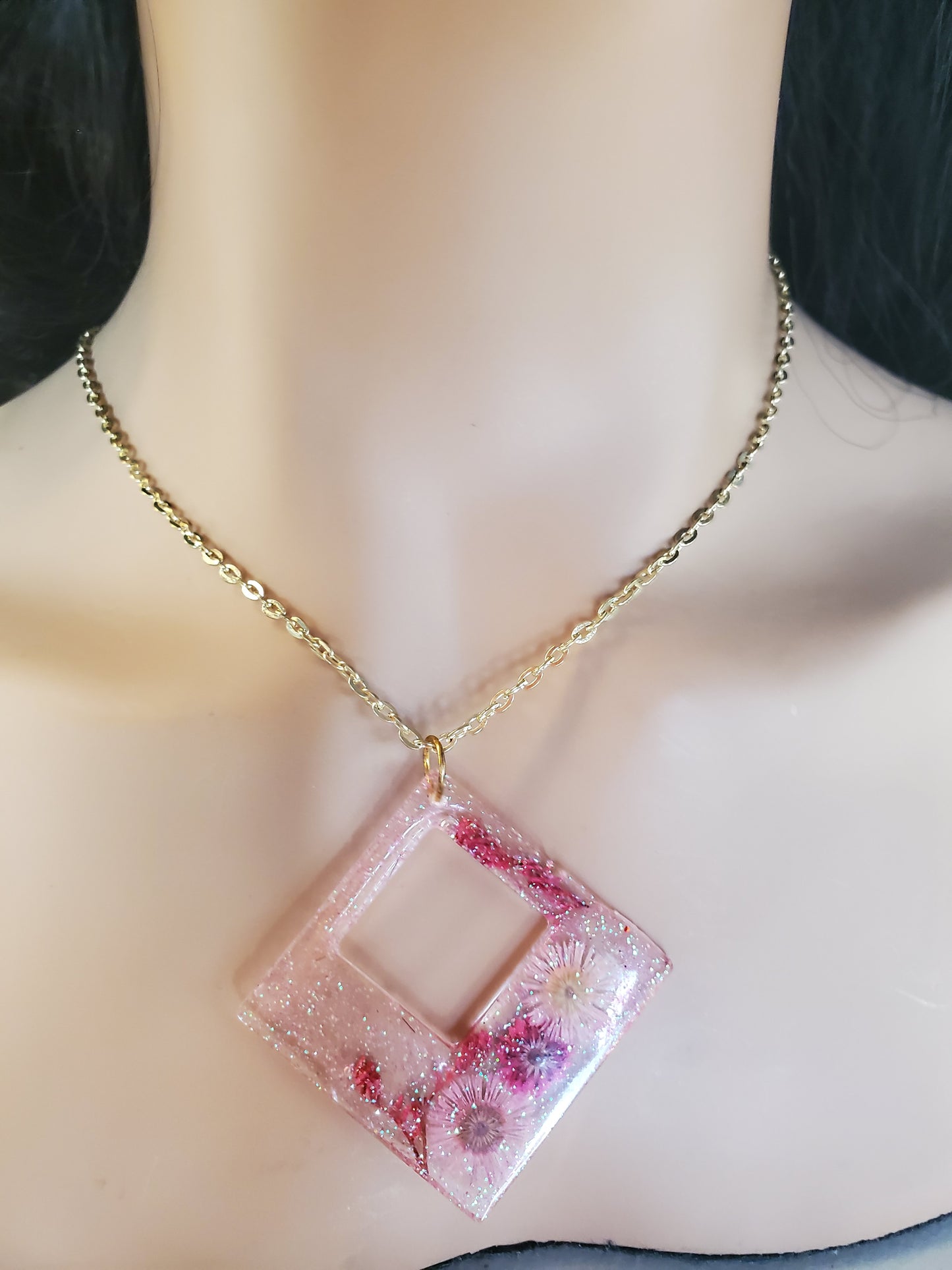 Real Flowers Pink Necklace