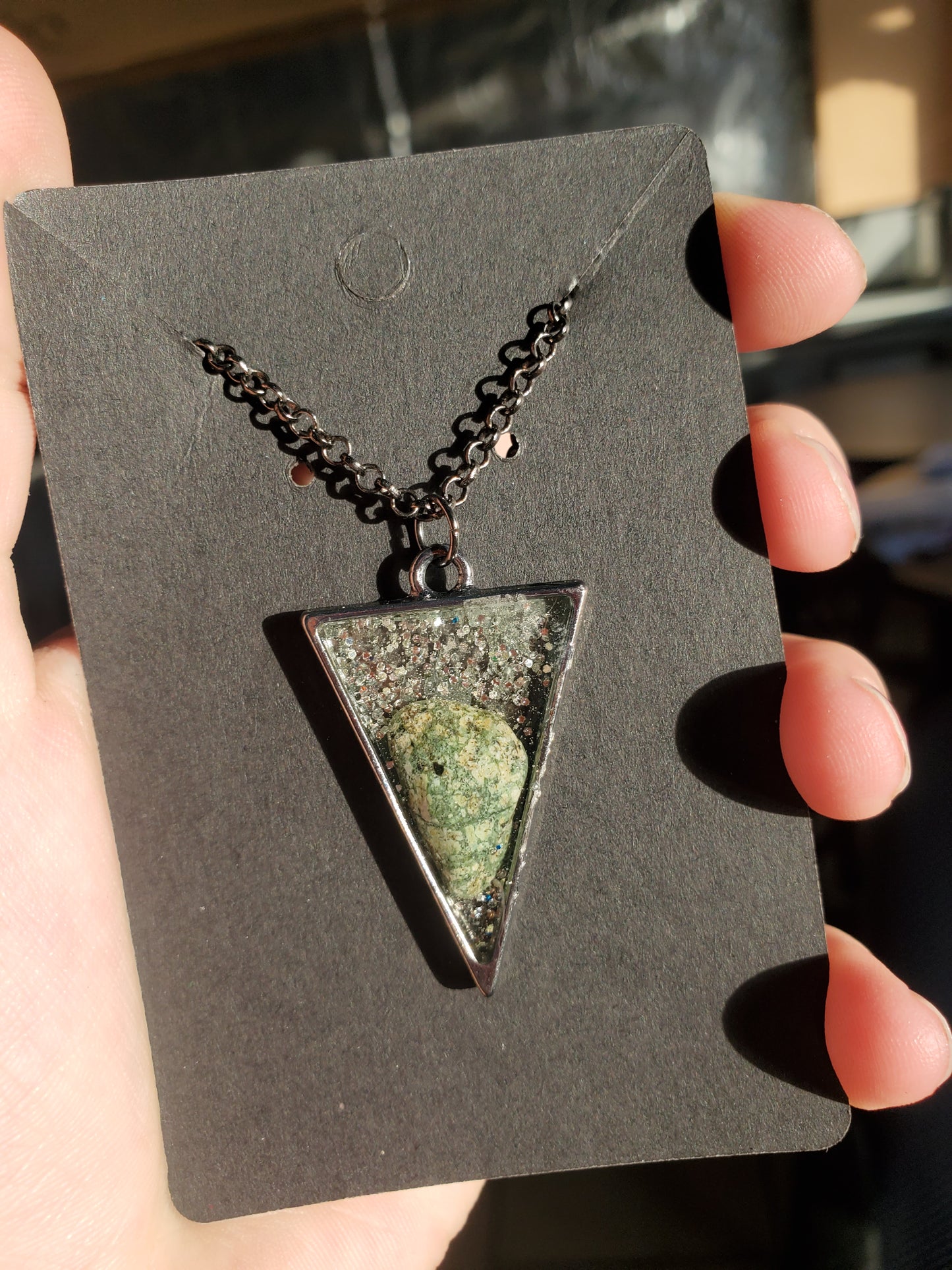 Sparkly Triangle Rock Necklace