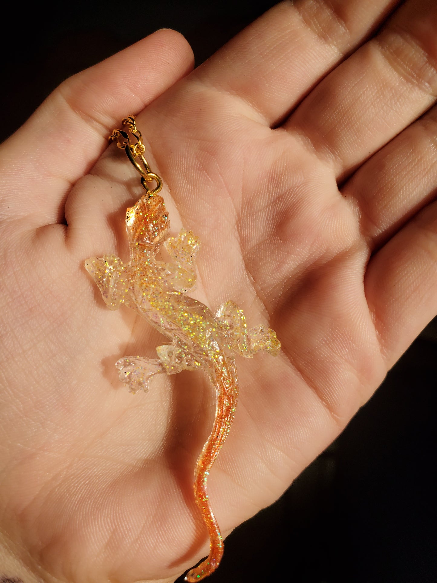 Yellow and Orange Lizard Necklace