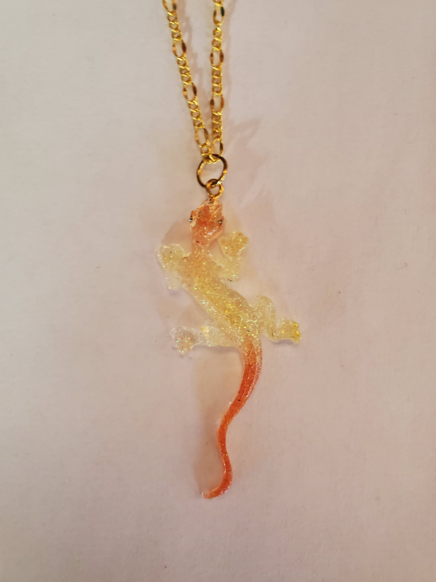 Yellow and Orange Lizard Necklace