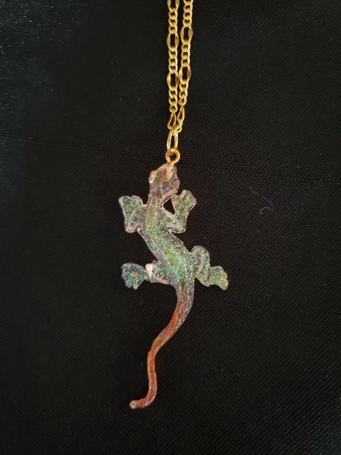 Yellow and Orange Lizard Necklace