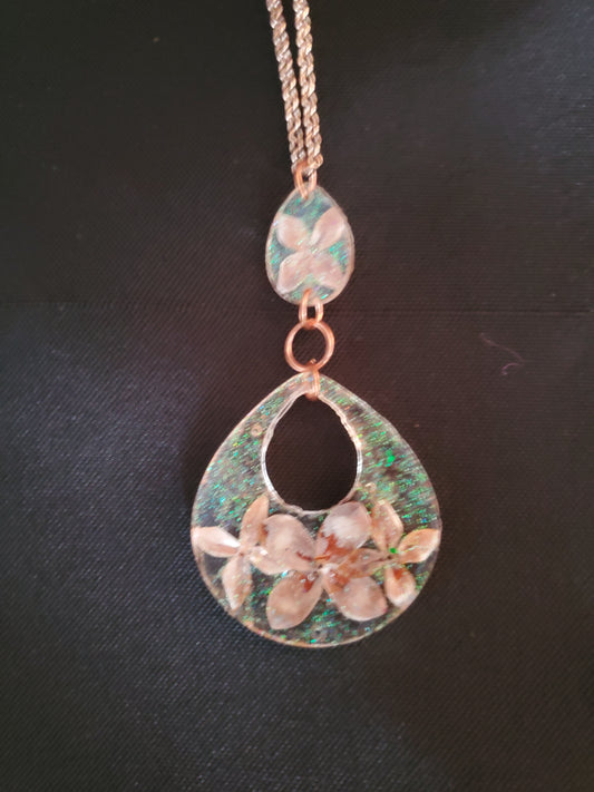 Real Flower Teardrop Necklace