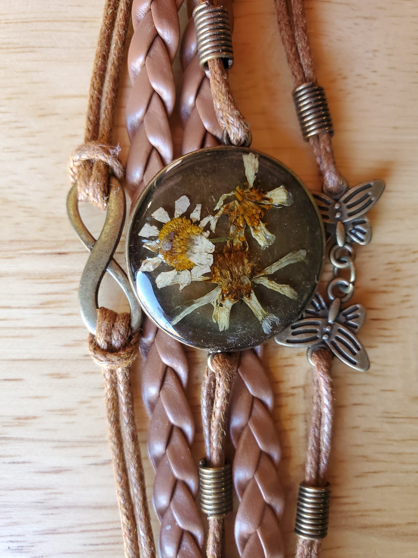 Brown Leather Flower Bracelet