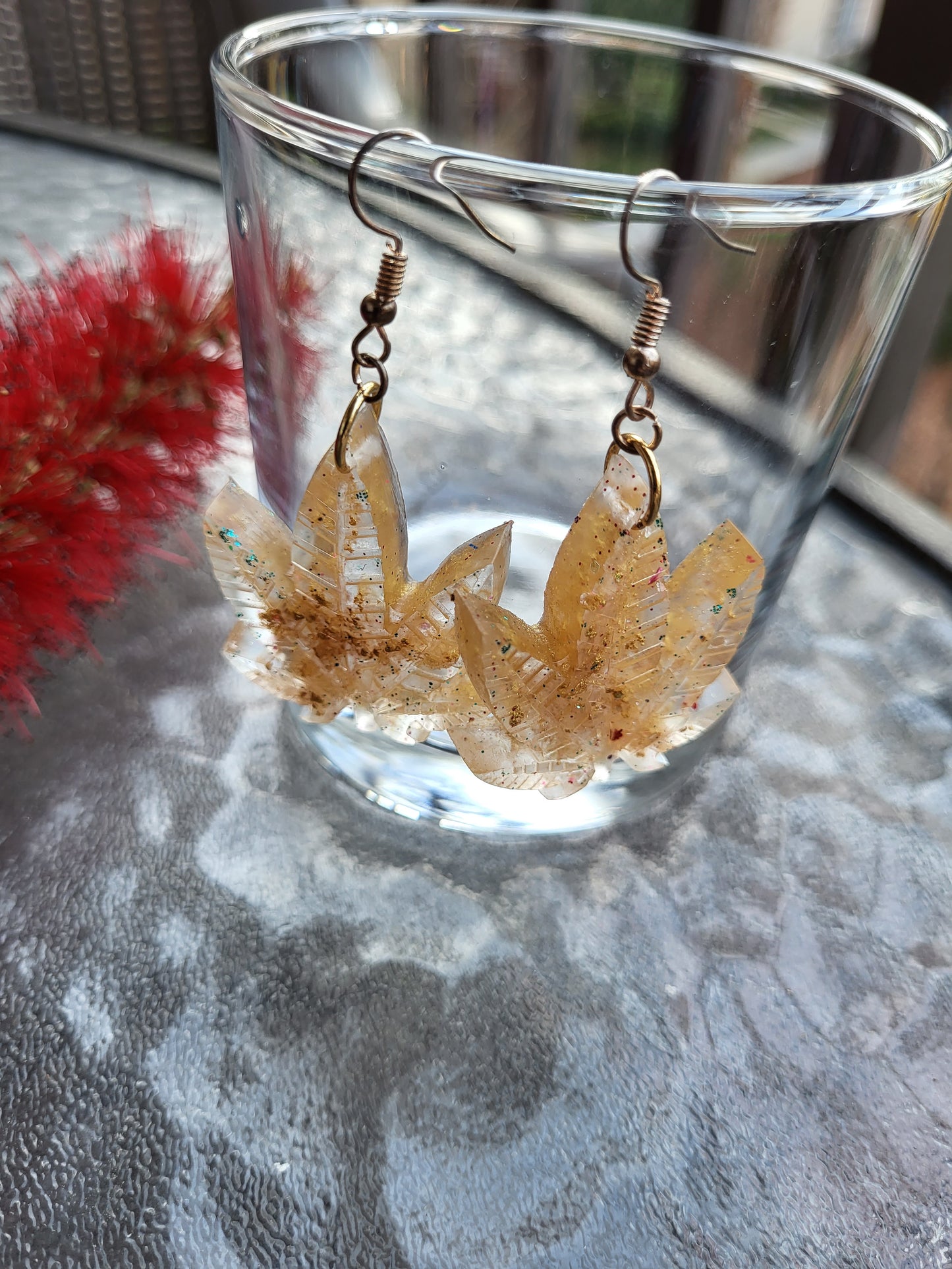 Gold Weed Leaf Earrings