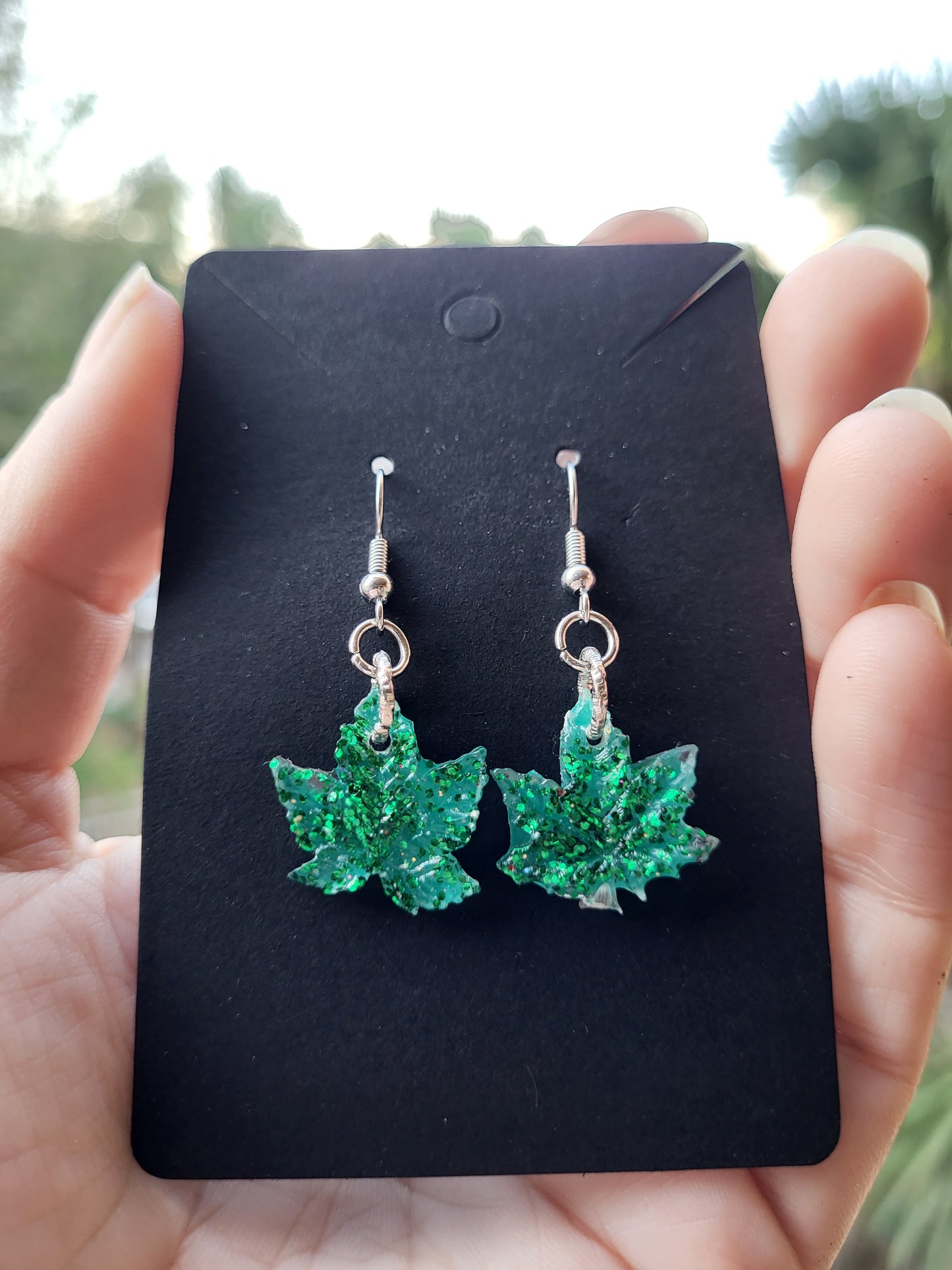 Small Weed Leaf Earrings