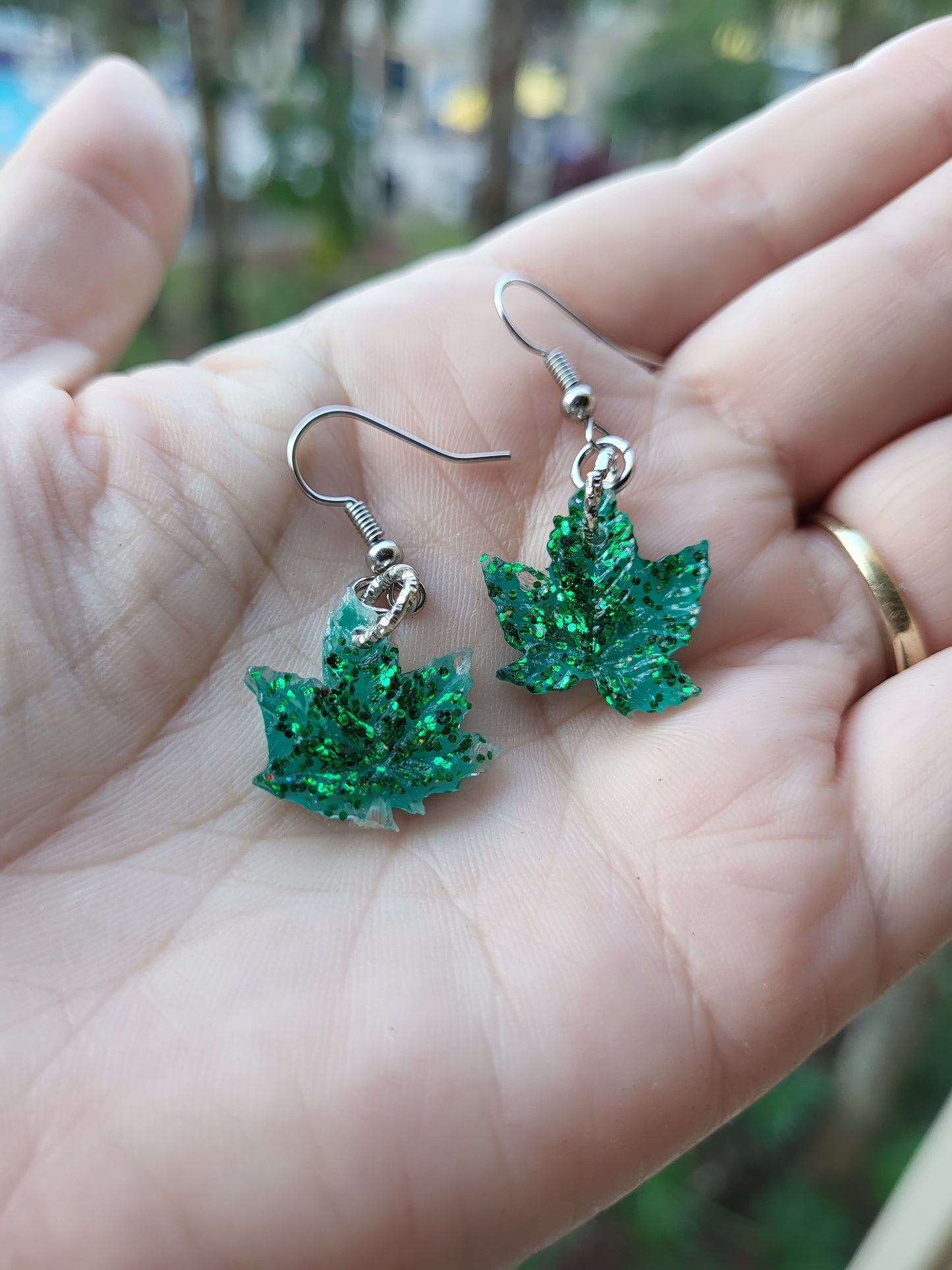 Small Weed Leaf Earrings