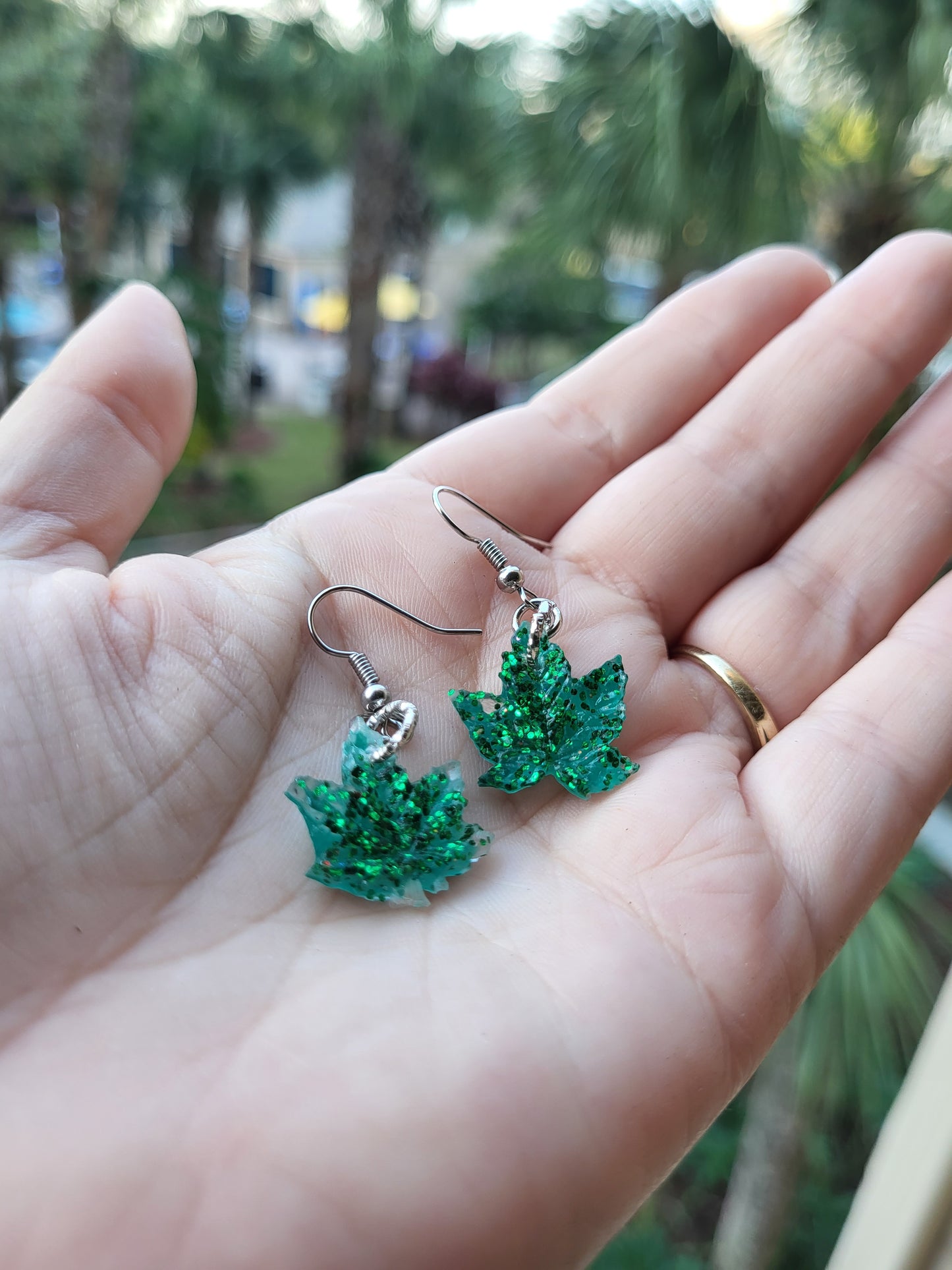 Small Weed Leaf Earrings