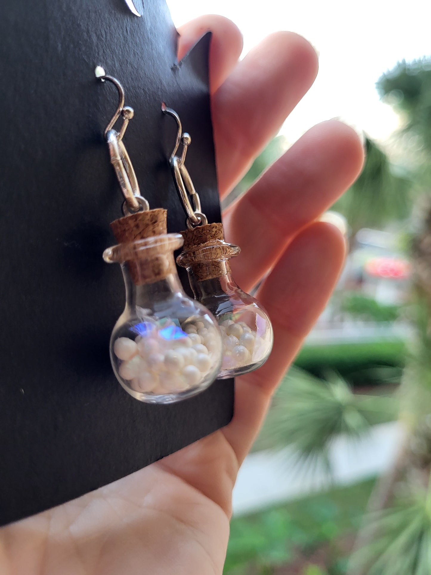 Glass Potion Bottle Hook Earrings