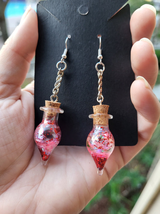 Small Glass Potion Bottle Corked Earrings