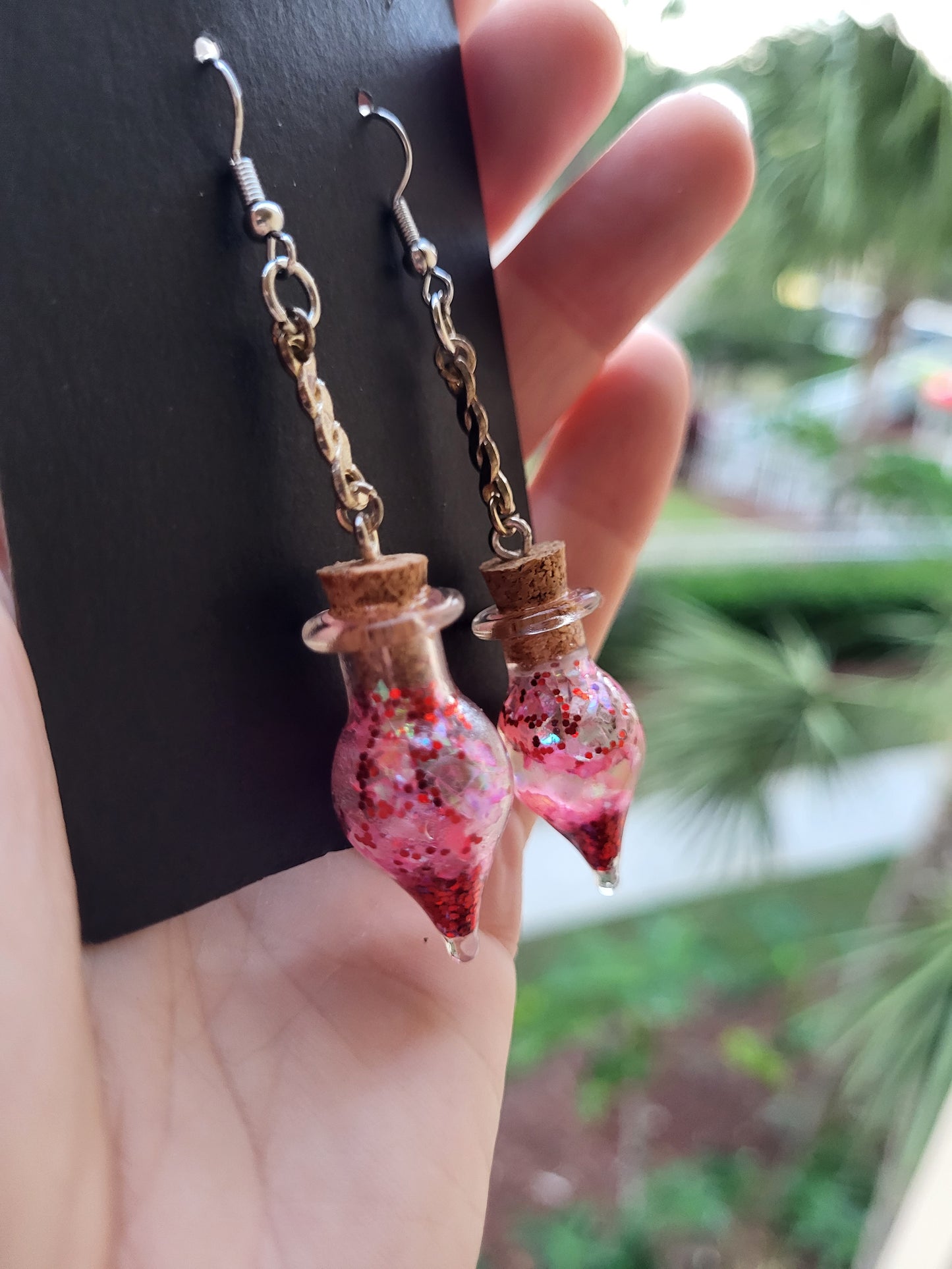 Small Glass Potion Bottle Corked Earrings