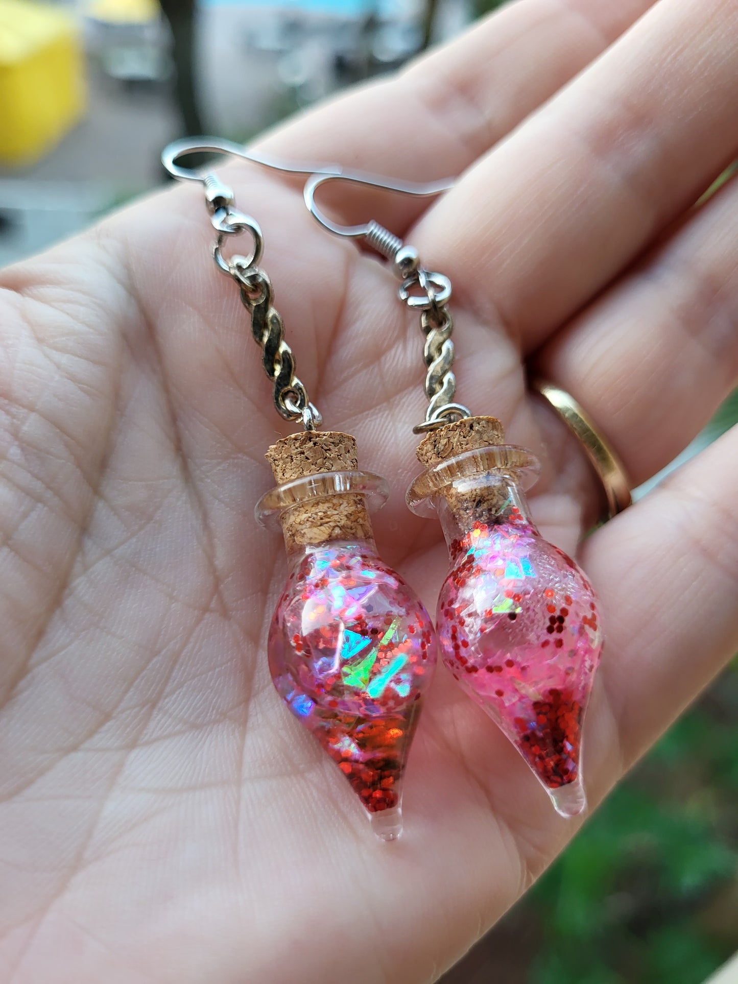 Small Glass Potion Bottle Corked Earrings