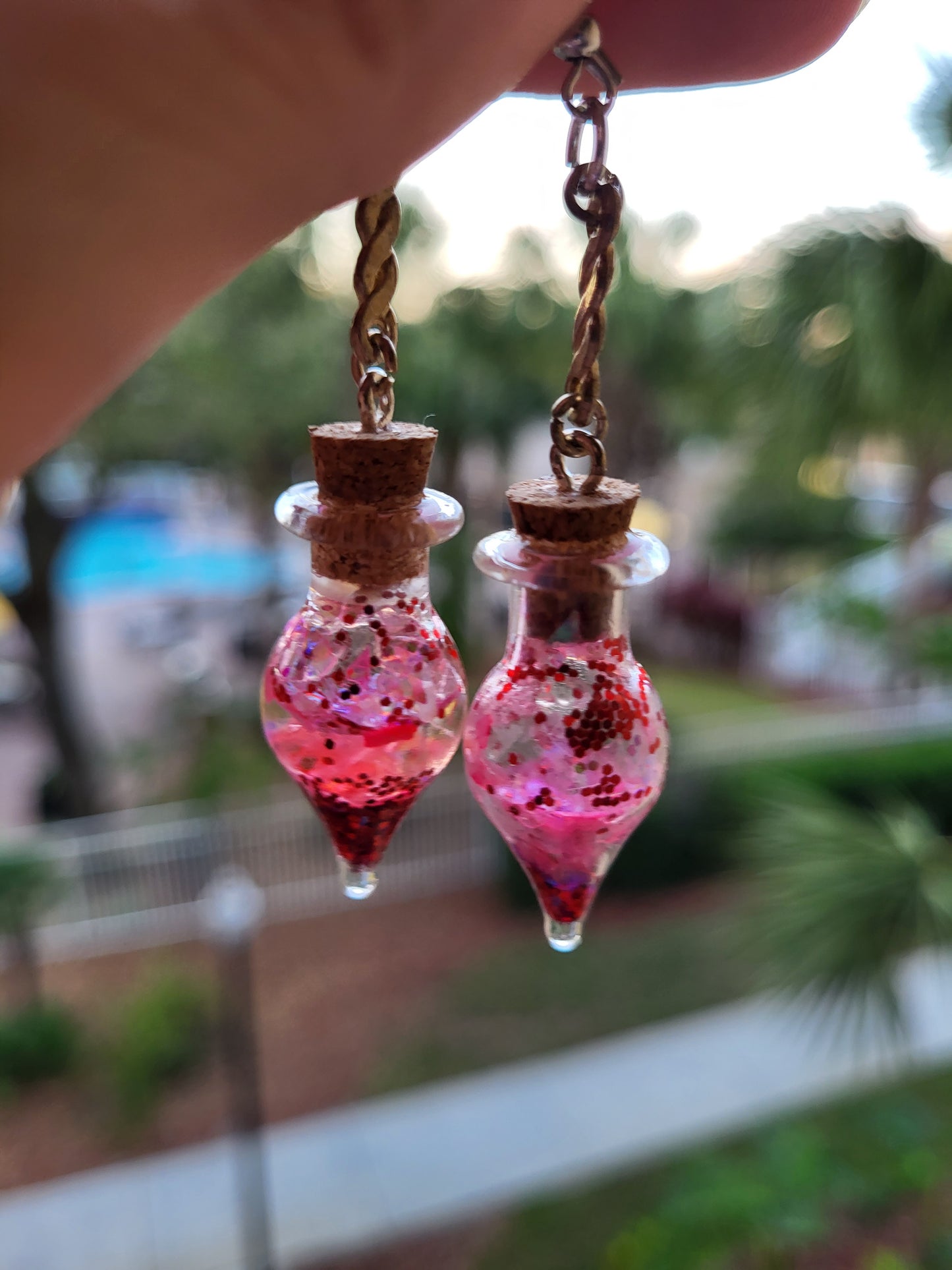 Small Glass Potion Bottle Corked Earrings