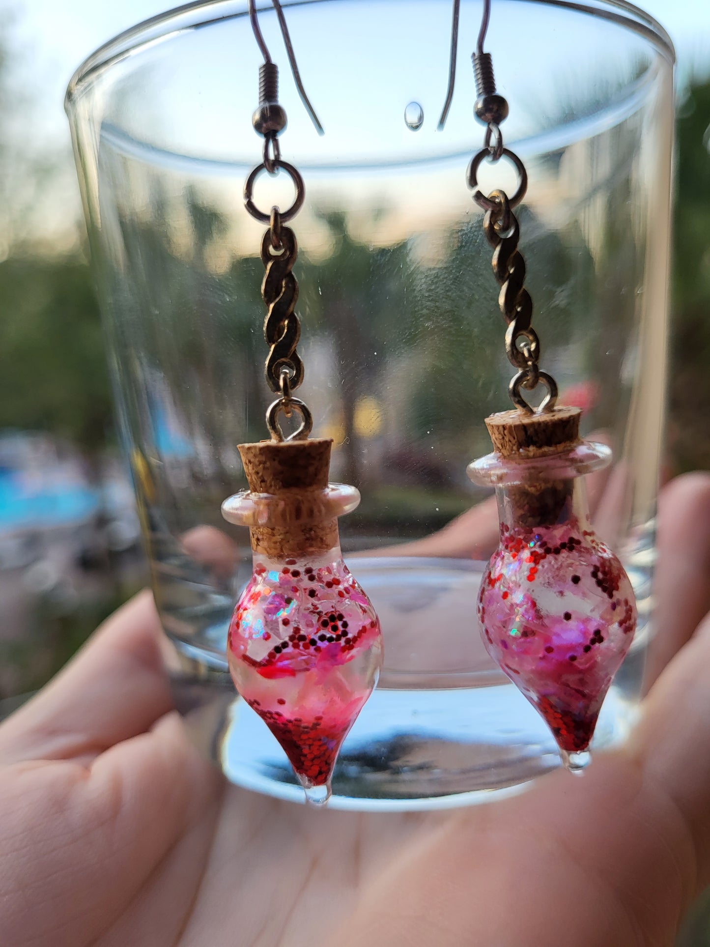 Small Glass Potion Bottle Corked Earrings