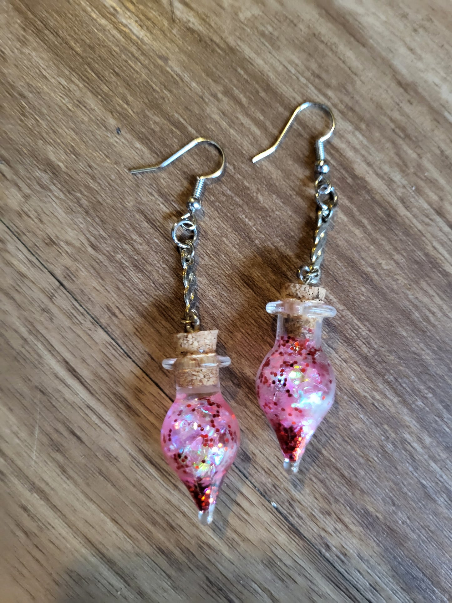 Small Glass Potion Bottle Corked Earrings