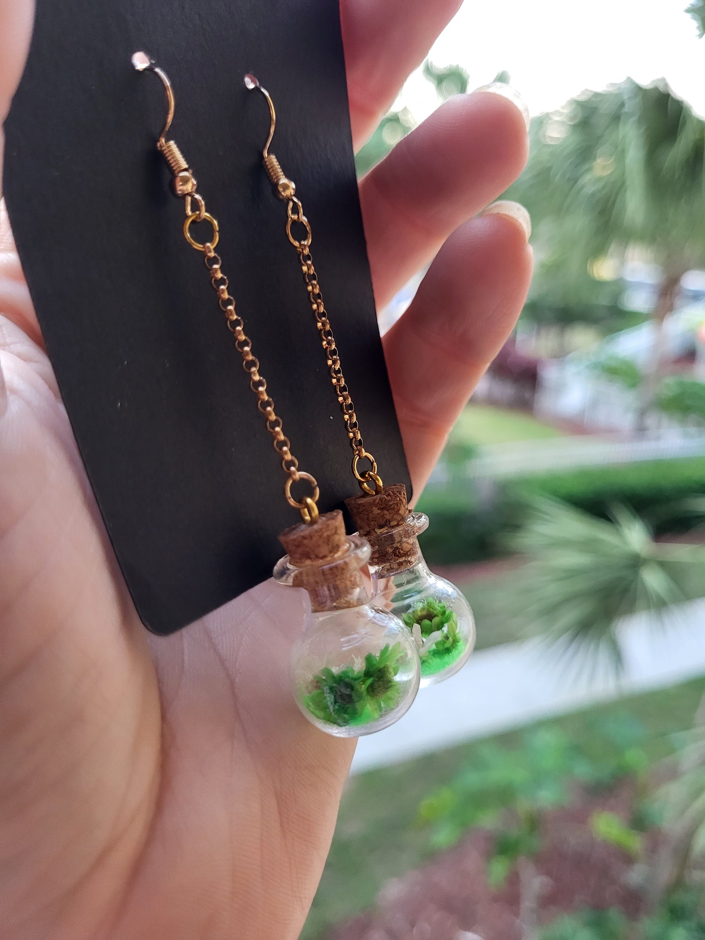 Small Glass Bottle Cork Earrings