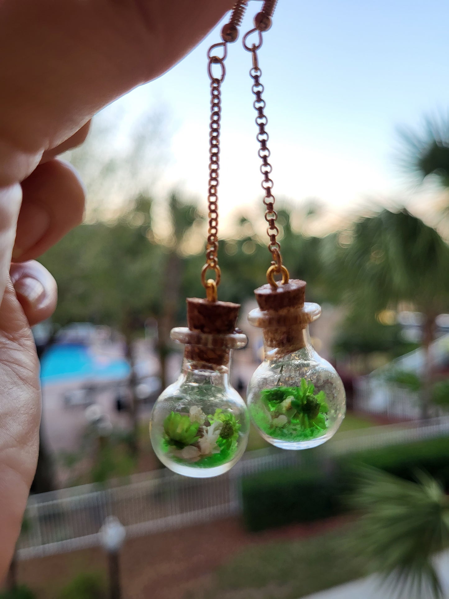 Small Glass Bottle Cork Earrings