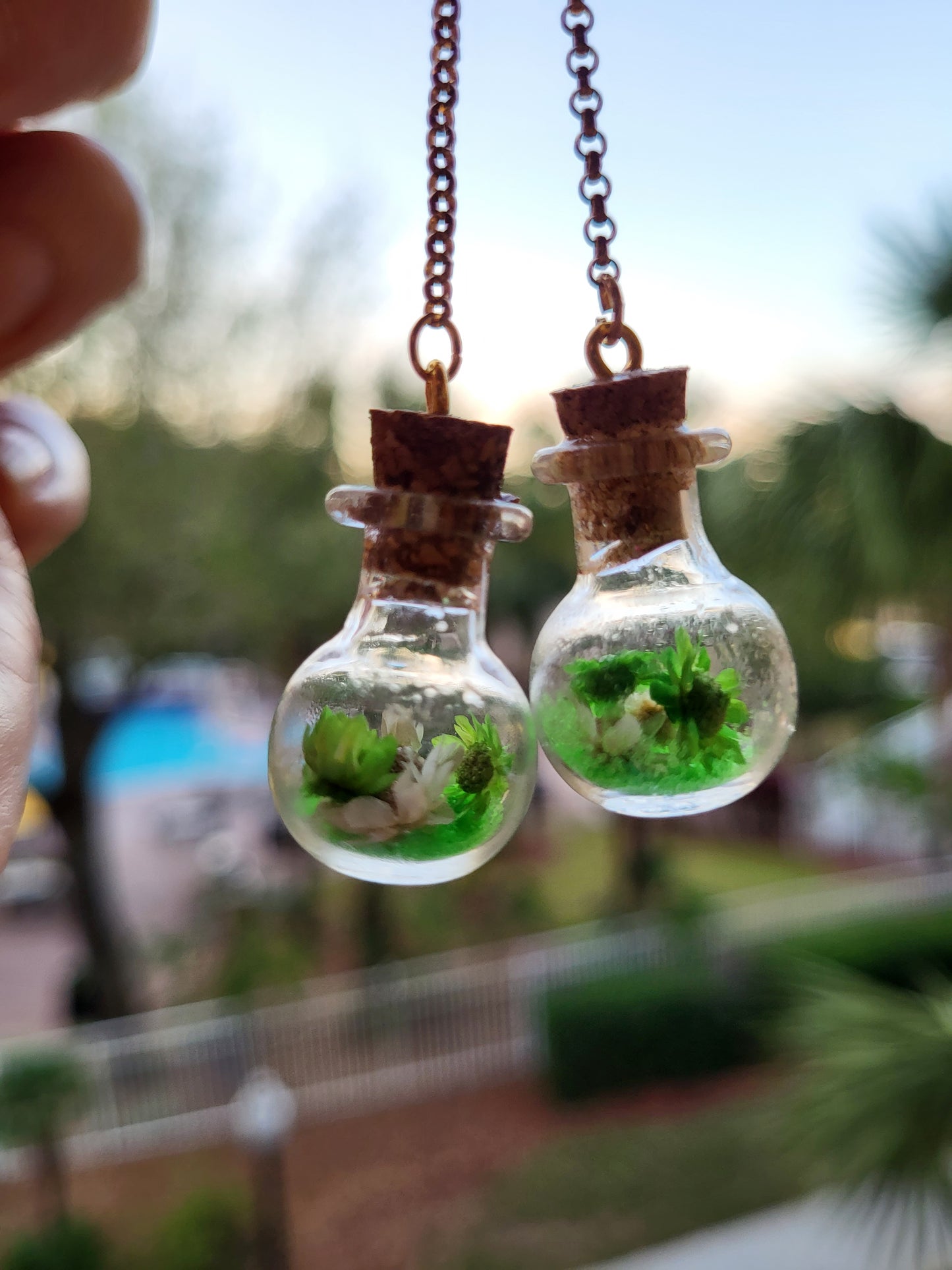 Small Glass Bottle Cork Earrings