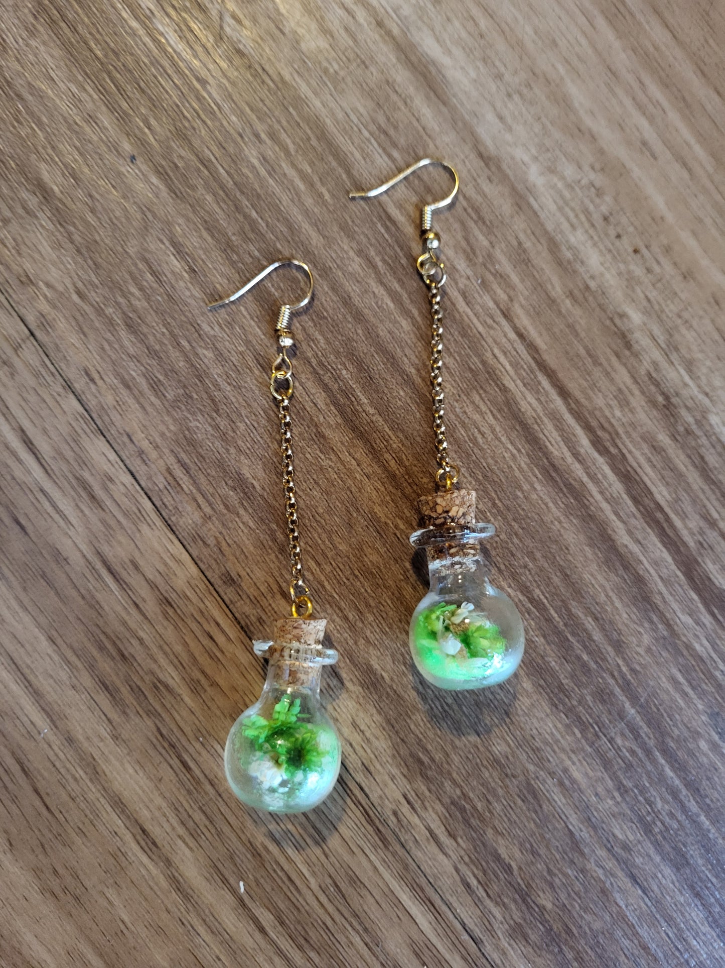 Small Glass Bottle Cork Earrings