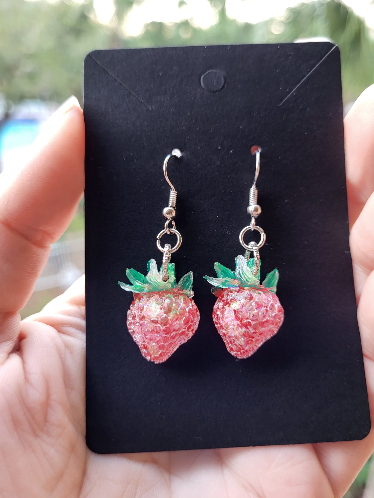 Pink Strawberry Hook Earrings