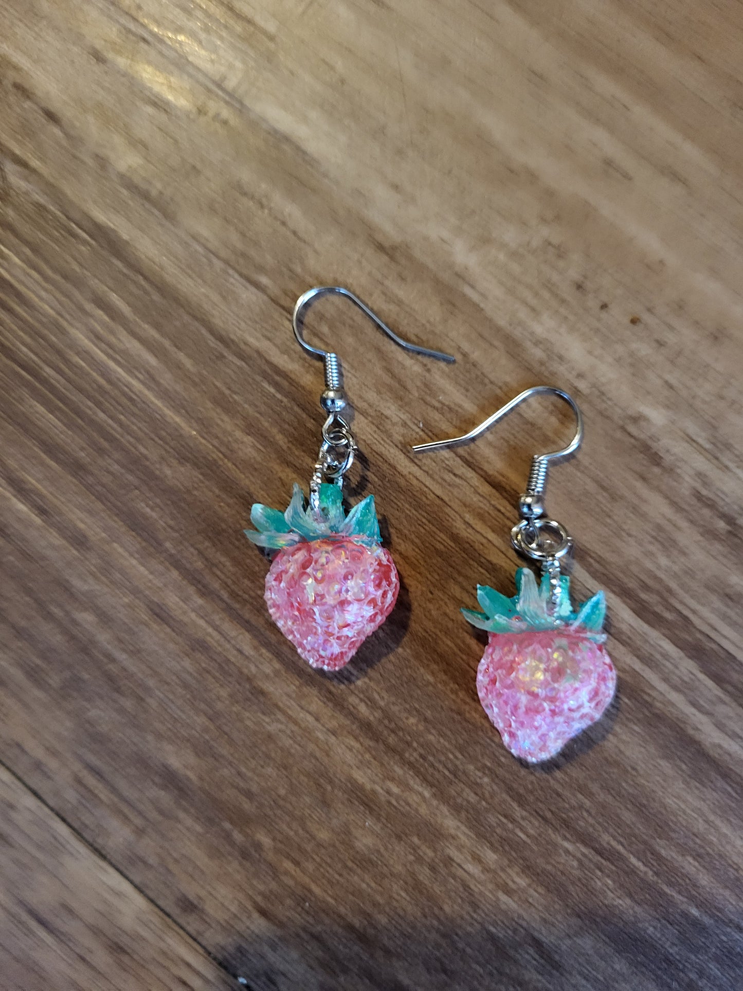 Pink Strawberry Hook Earrings