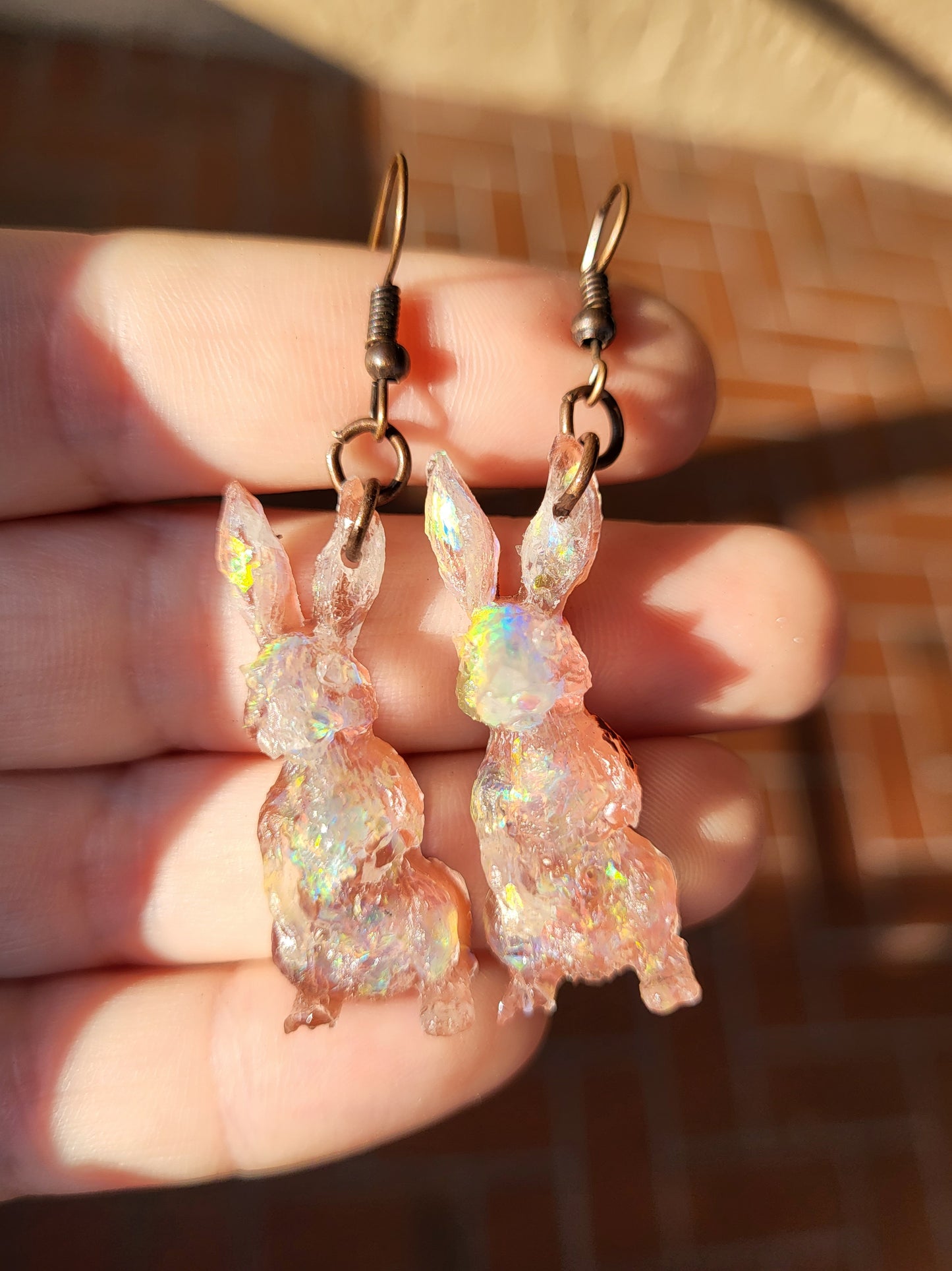 Brown Bunny Hook Earrings