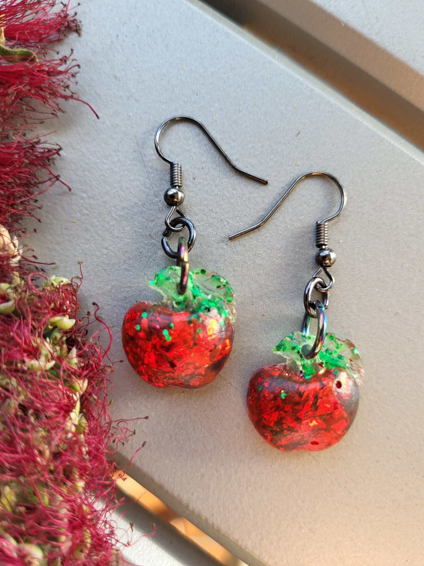 Adorable Red Apple Earrings