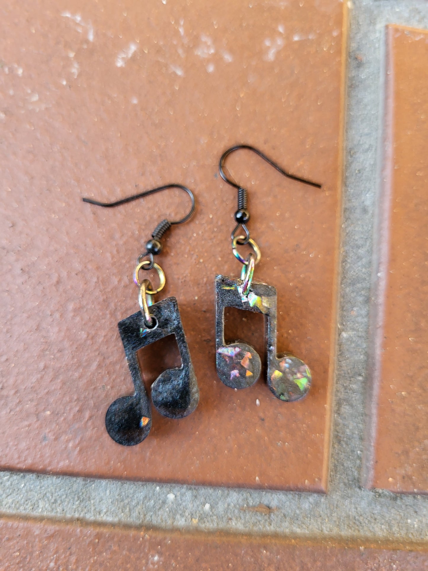 Black Music Note Hook Earrings