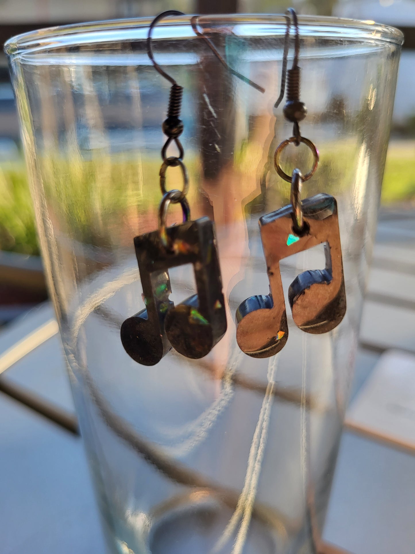 Black Music Note Hook Earrings