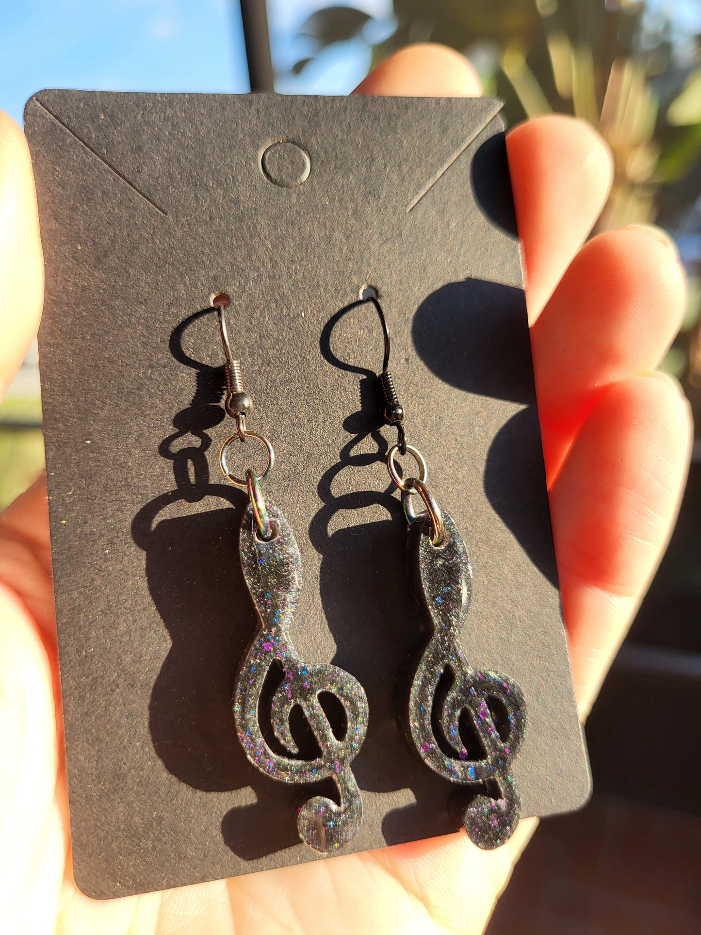 Black Treble Clef Earrings