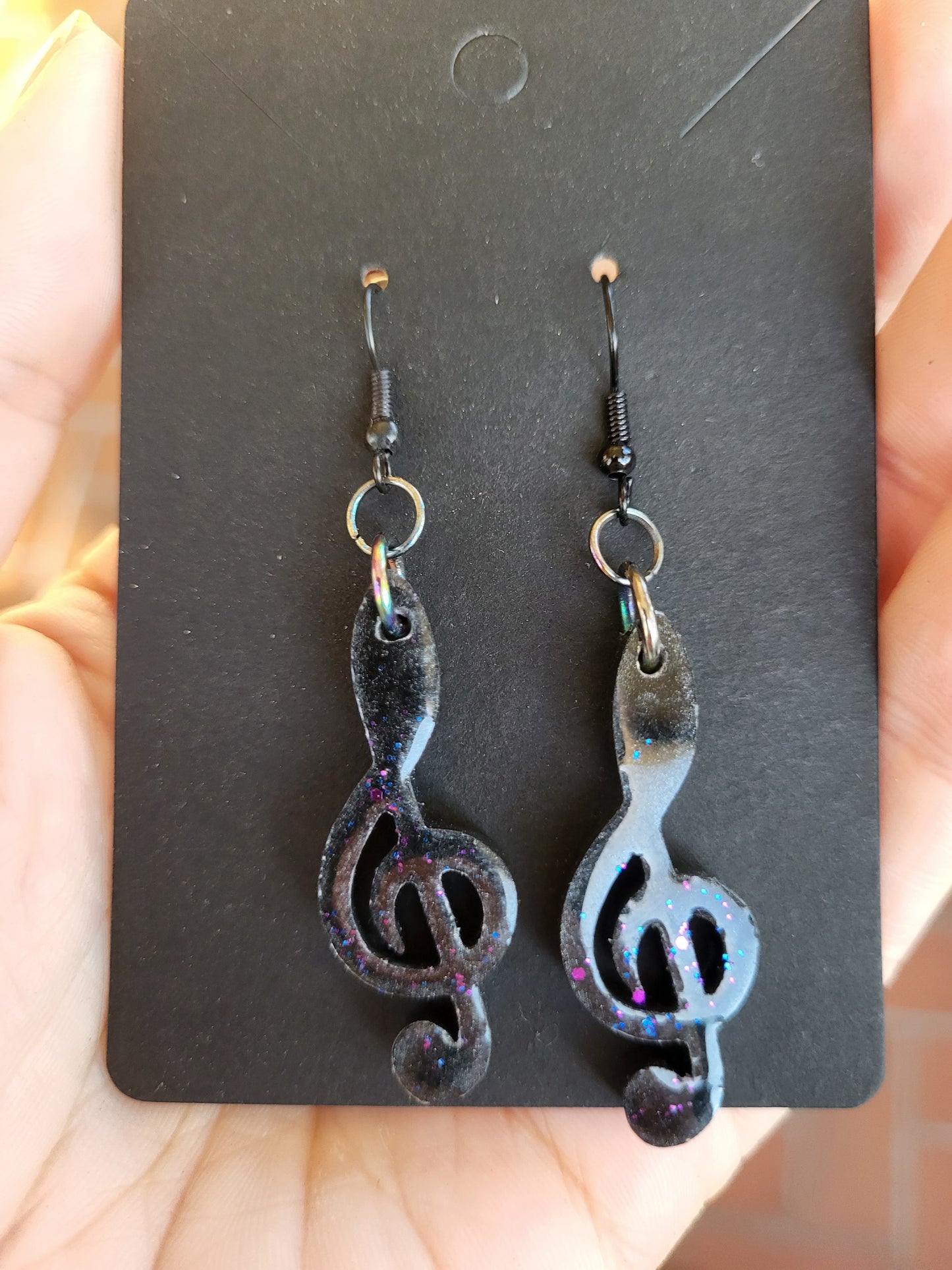 Black Treble Clef Earrings