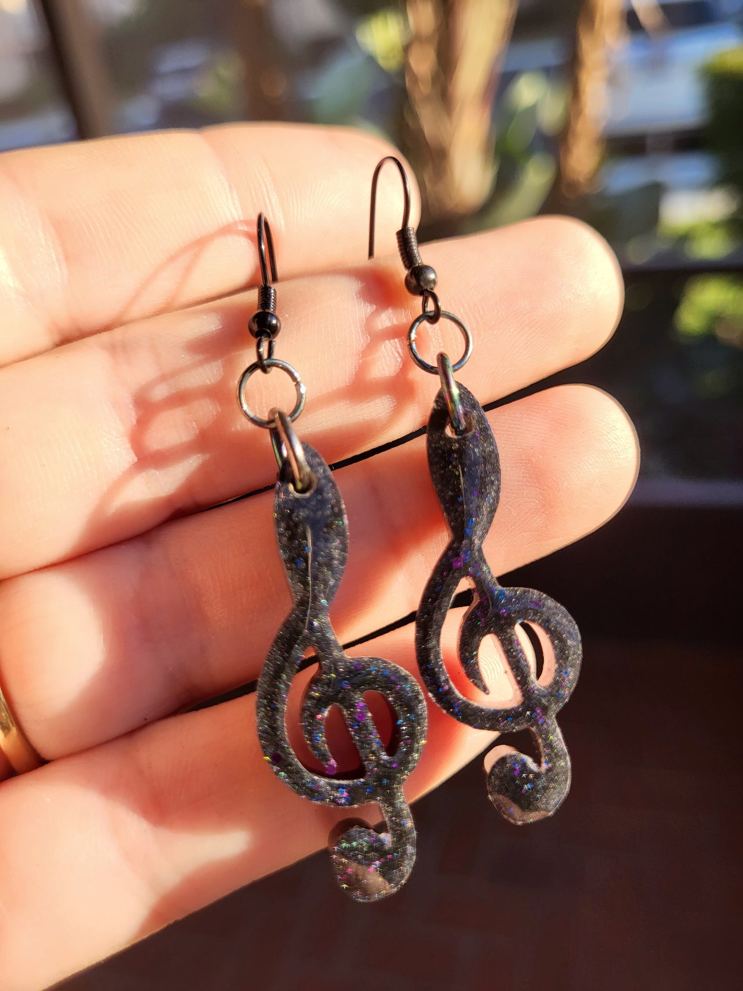 Black Treble Clef Earrings