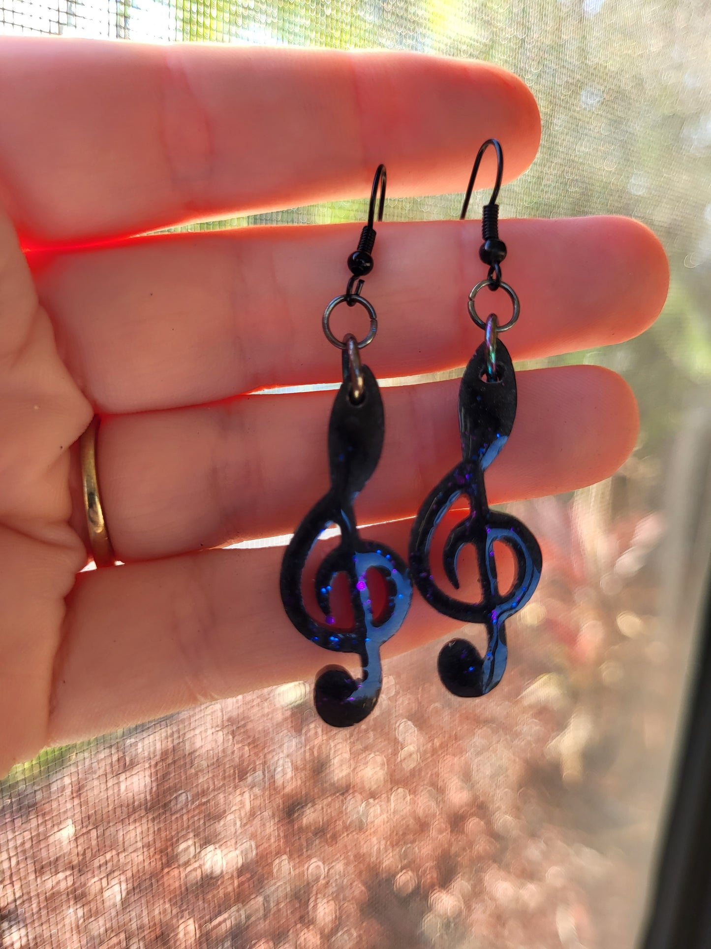 Black Treble Clef Earrings