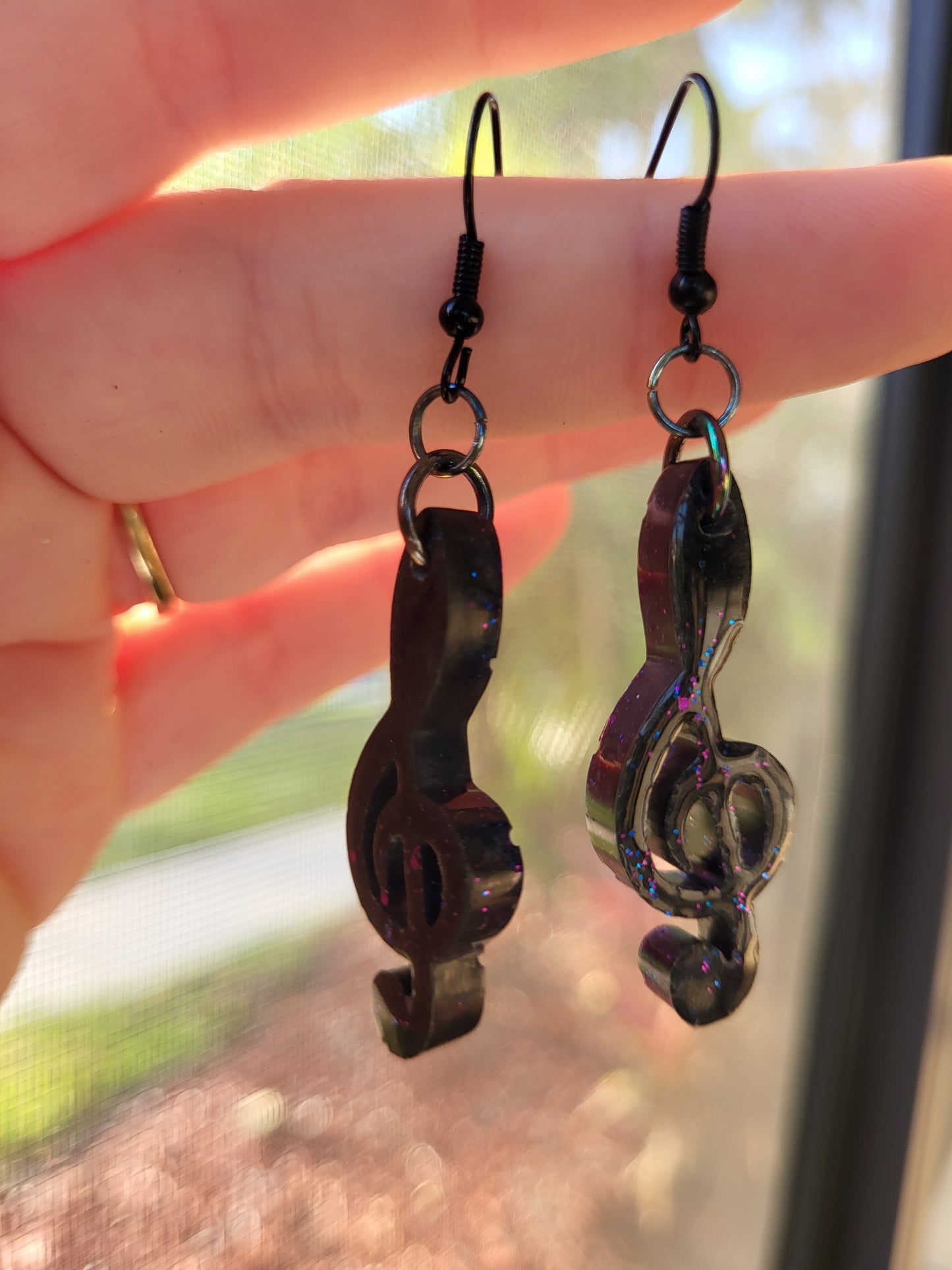 Black Treble Clef Earrings