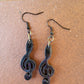 Black Treble Clef Earrings