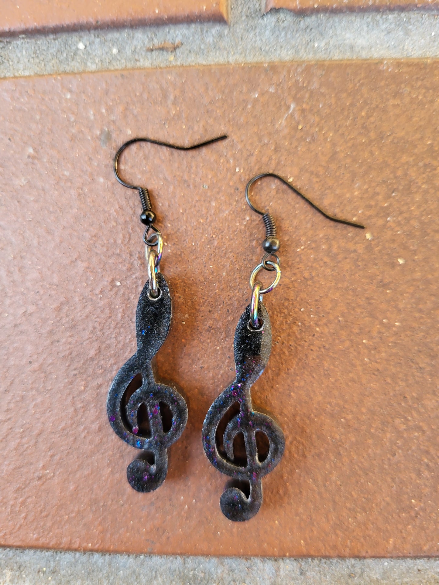 Black Treble Clef Earrings