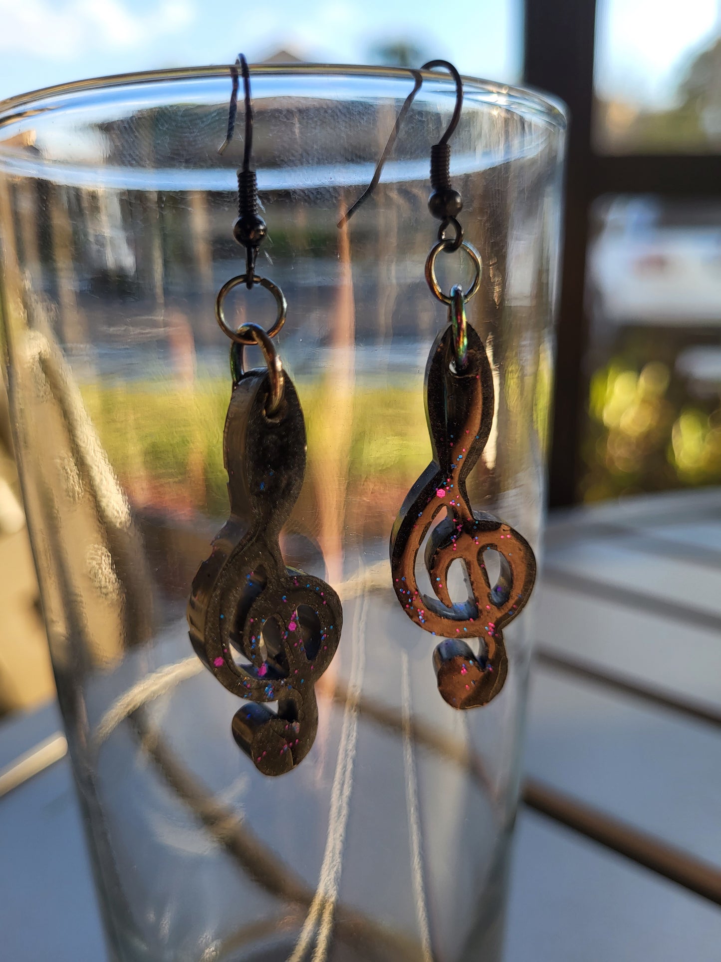 Black Treble Clef Earrings