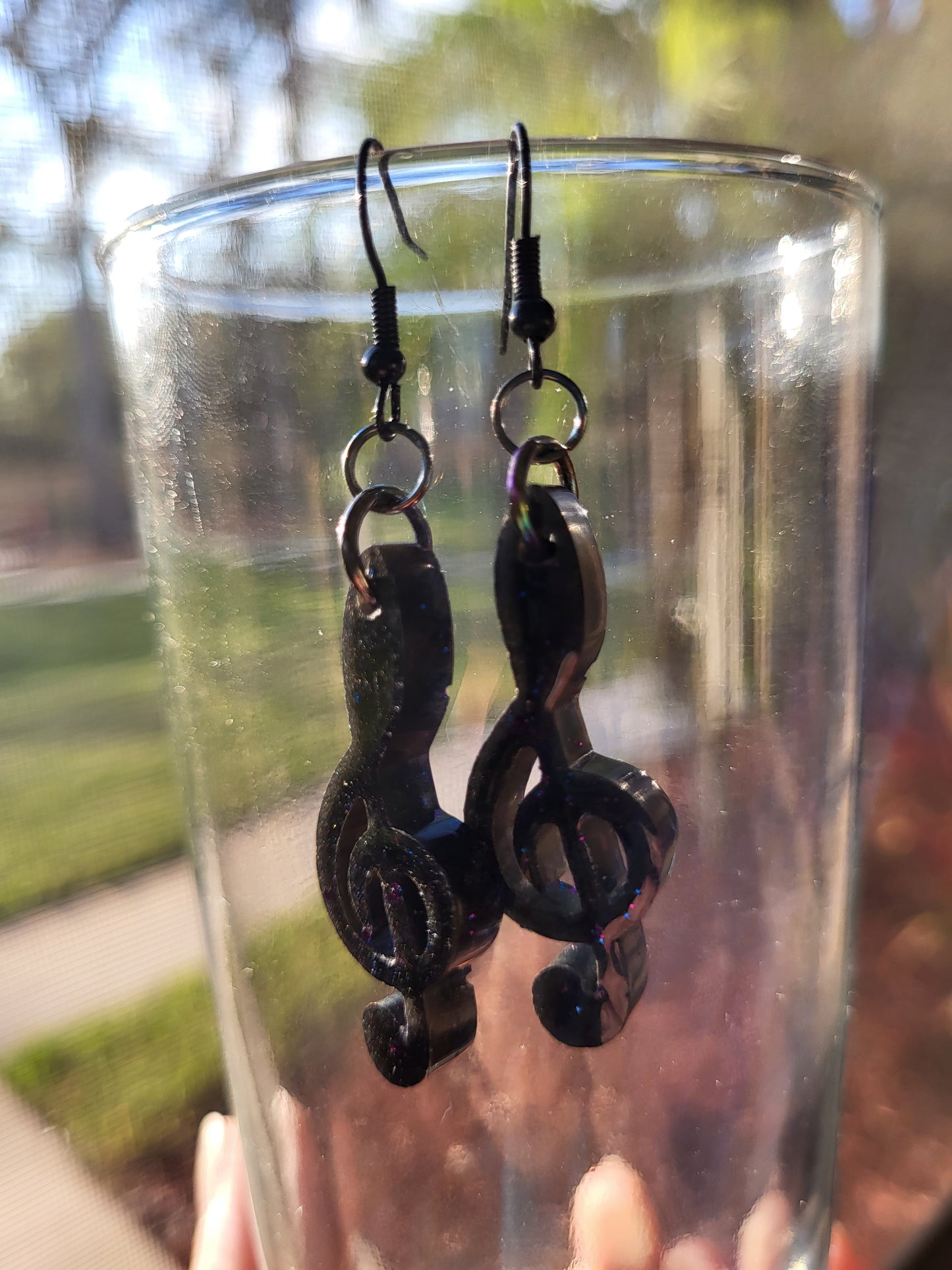 Black Treble Clef Earrings