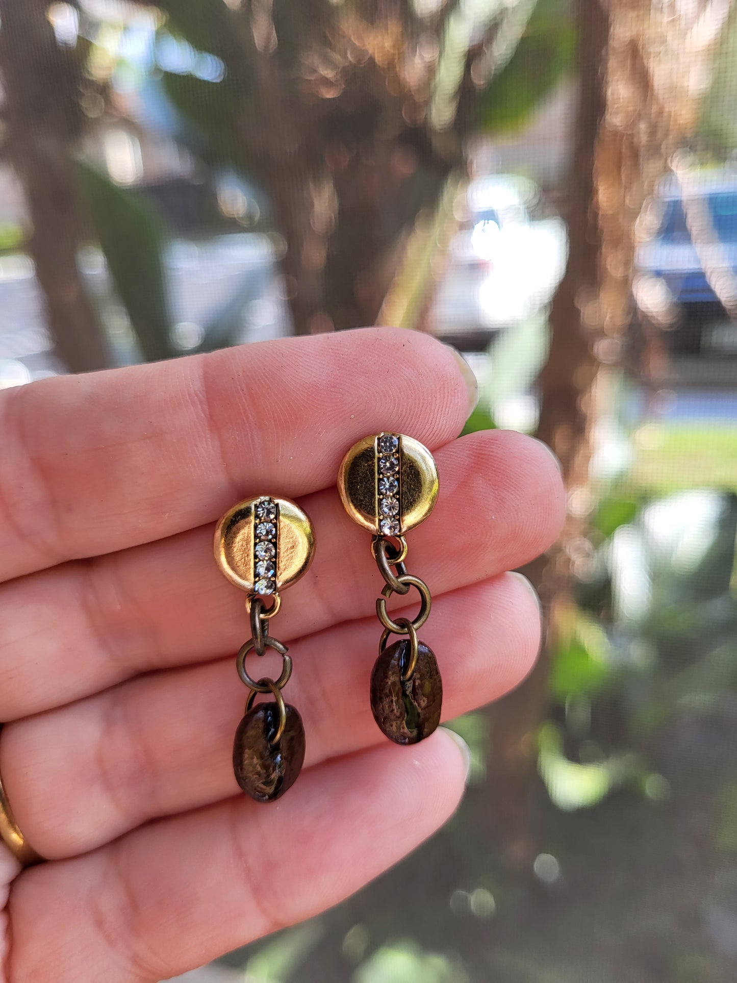 Coffee Bean Post Earrings