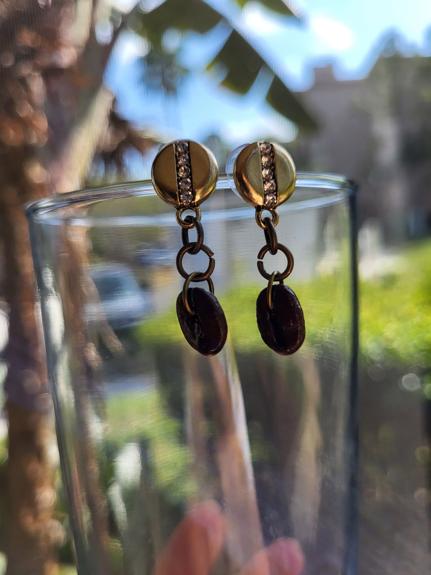 Coffee Bean Post Earrings