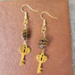 Wire Wrapped Coffee Bean Key Hook Earrings