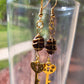 Wire Wrapped Coffee Bean Key Hook Earrings