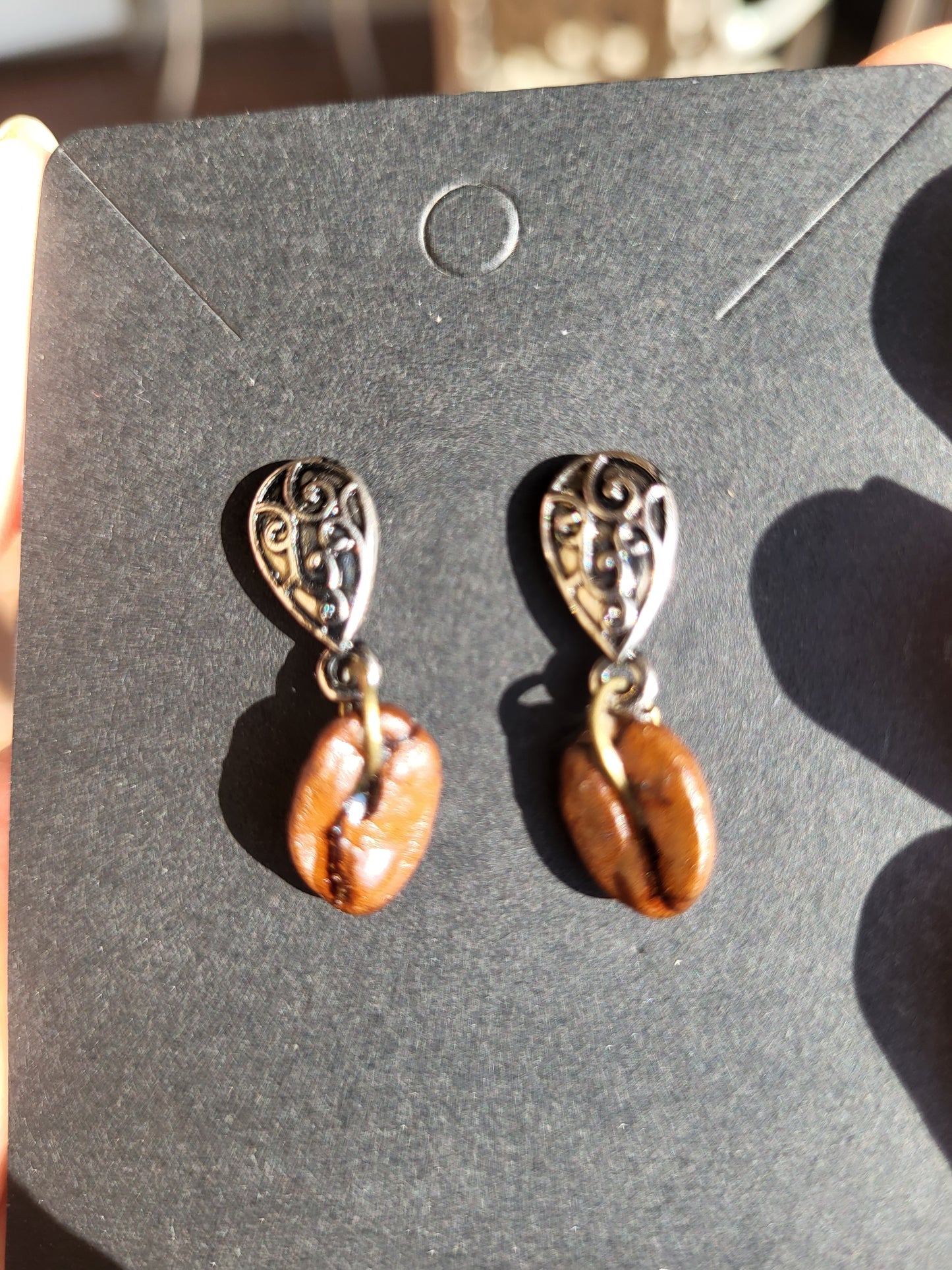 Coffee Bean Tear Drop Post Earrings