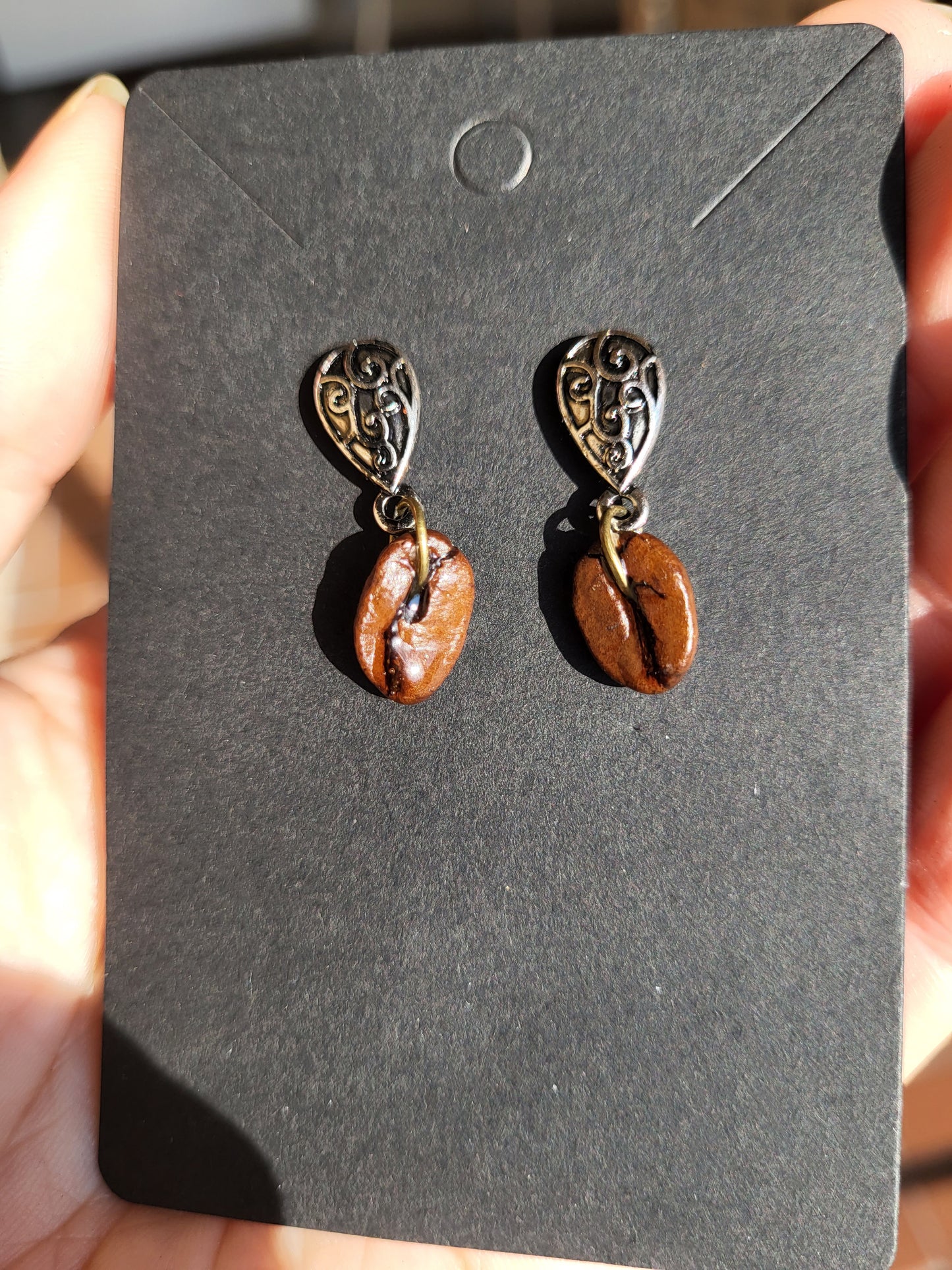 Coffee Bean Tear Drop Post Earrings