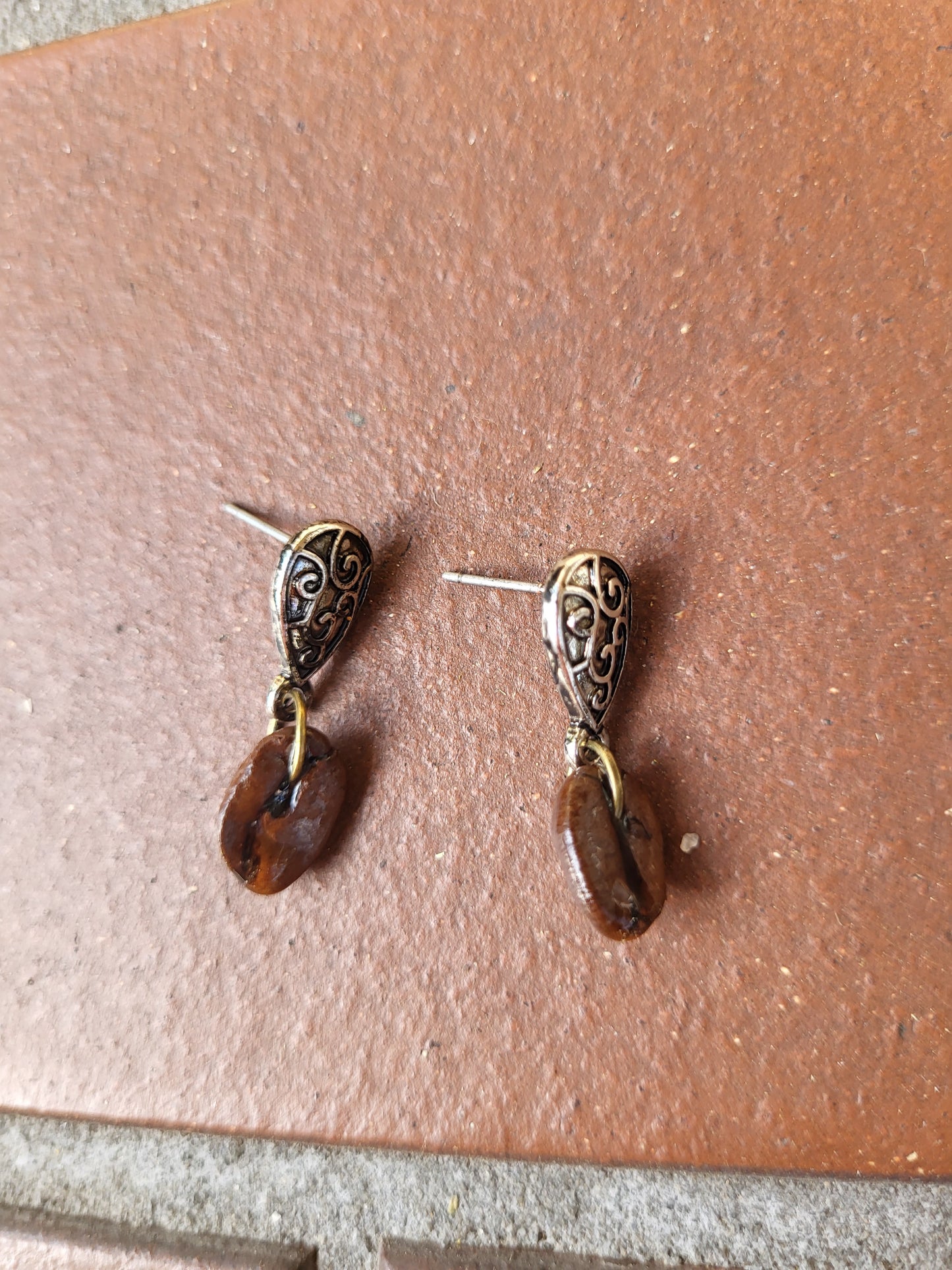 Coffee Bean Tear Drop Post Earrings